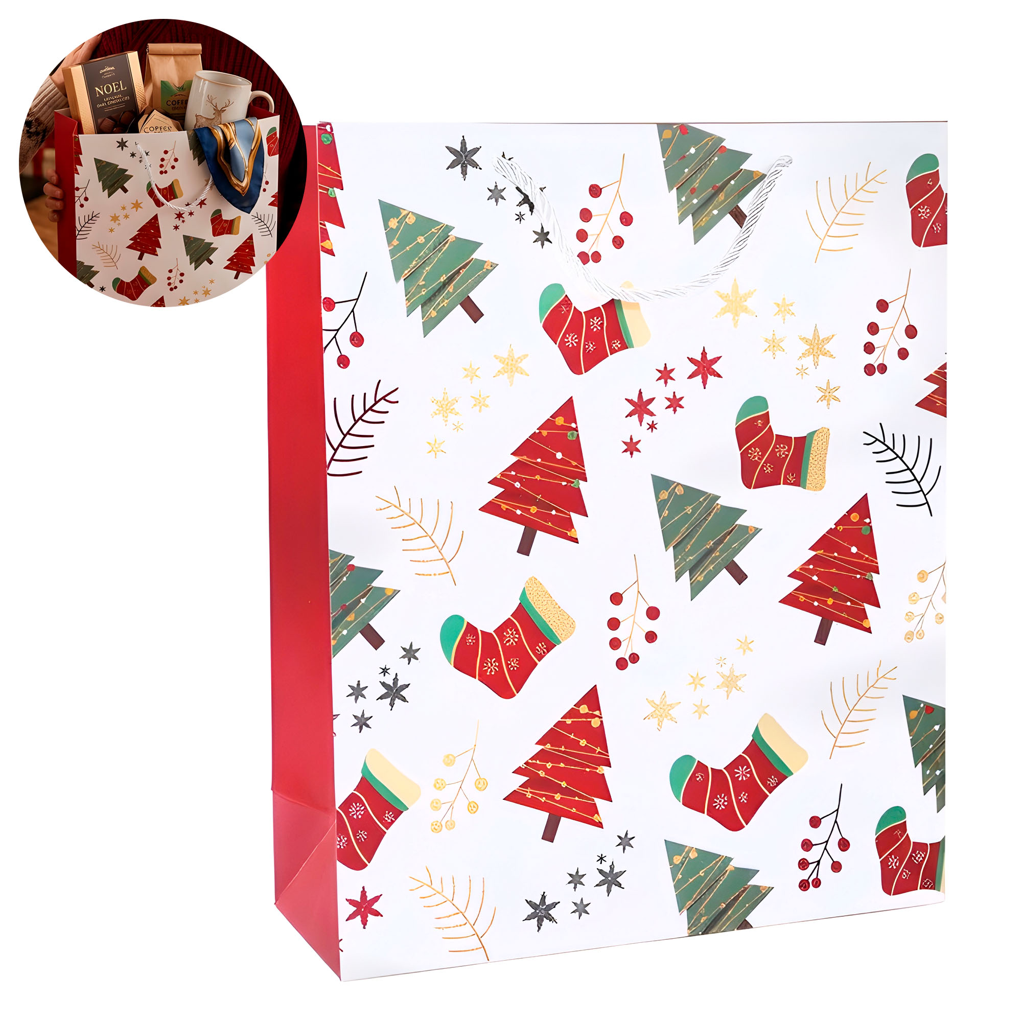 Bolsa De Regalo Navidad 32x26x10cm Diseño Regalos 10