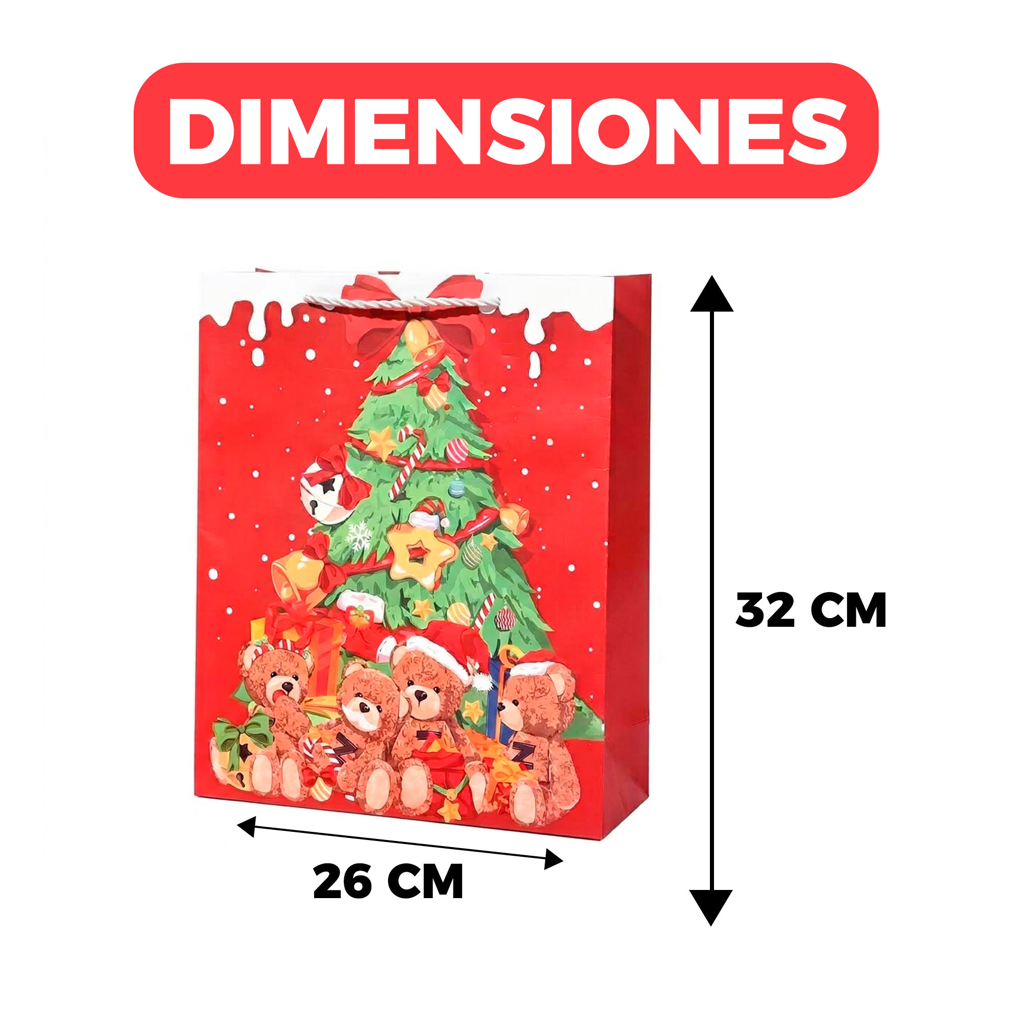 Bolsa De Regalo Navidad 32x26x10cm Diseño Regalos 12