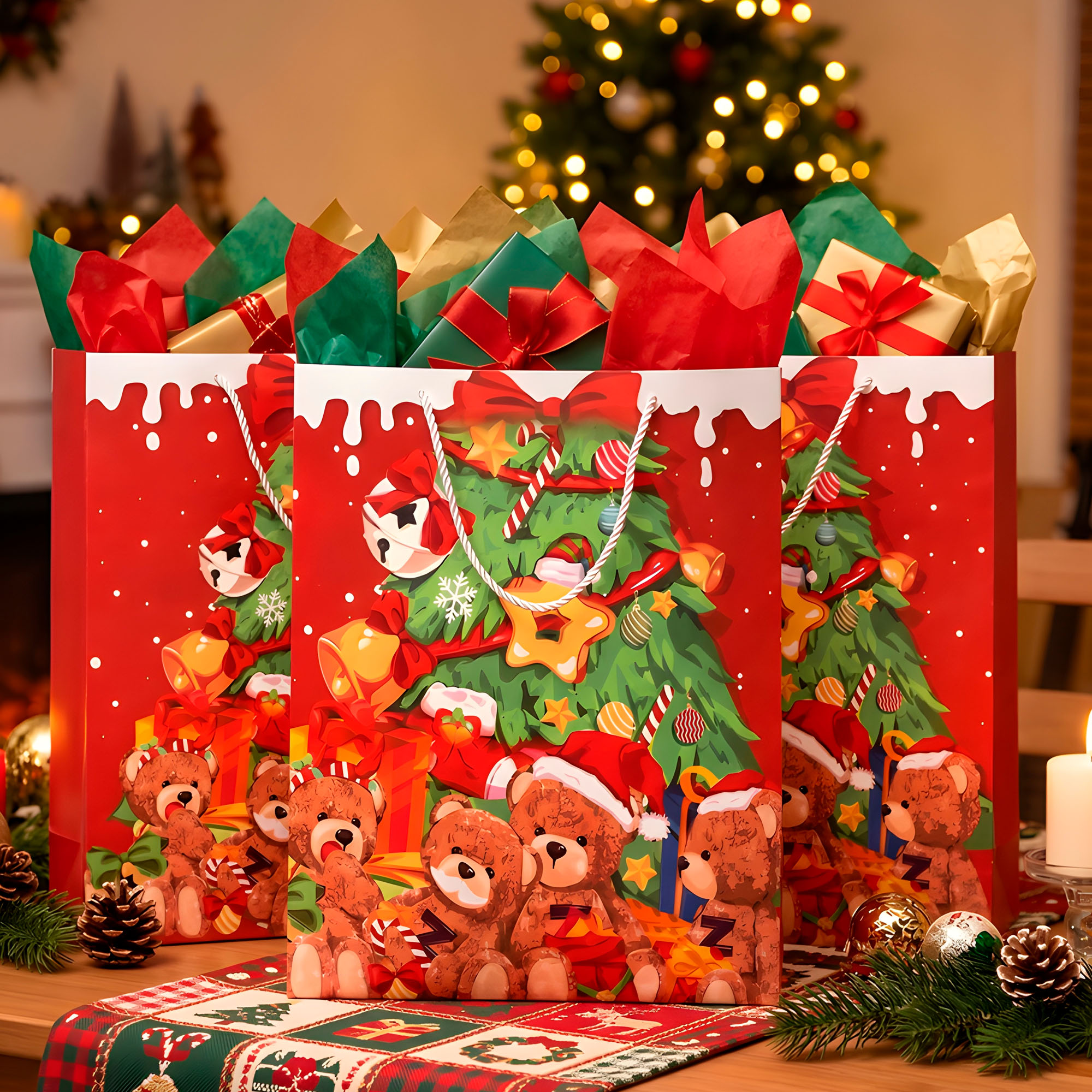 Bolsa De Regalo Navidad 32x26x10cm Diseño Regalos 8