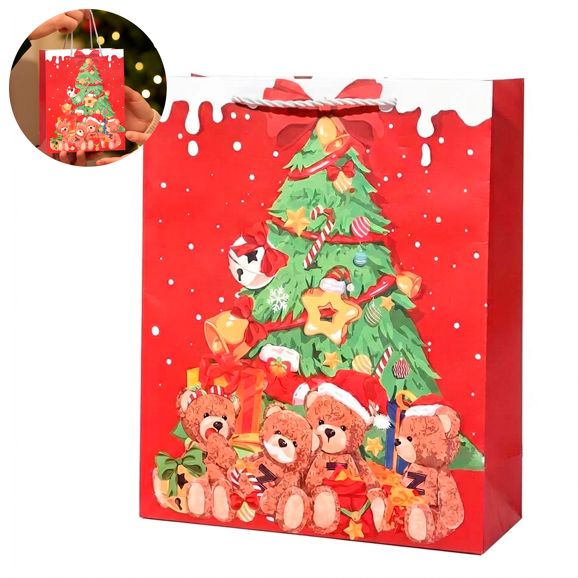 Bolsa De Regalo Navidad 32x26x10cm Diseño Regalos 16