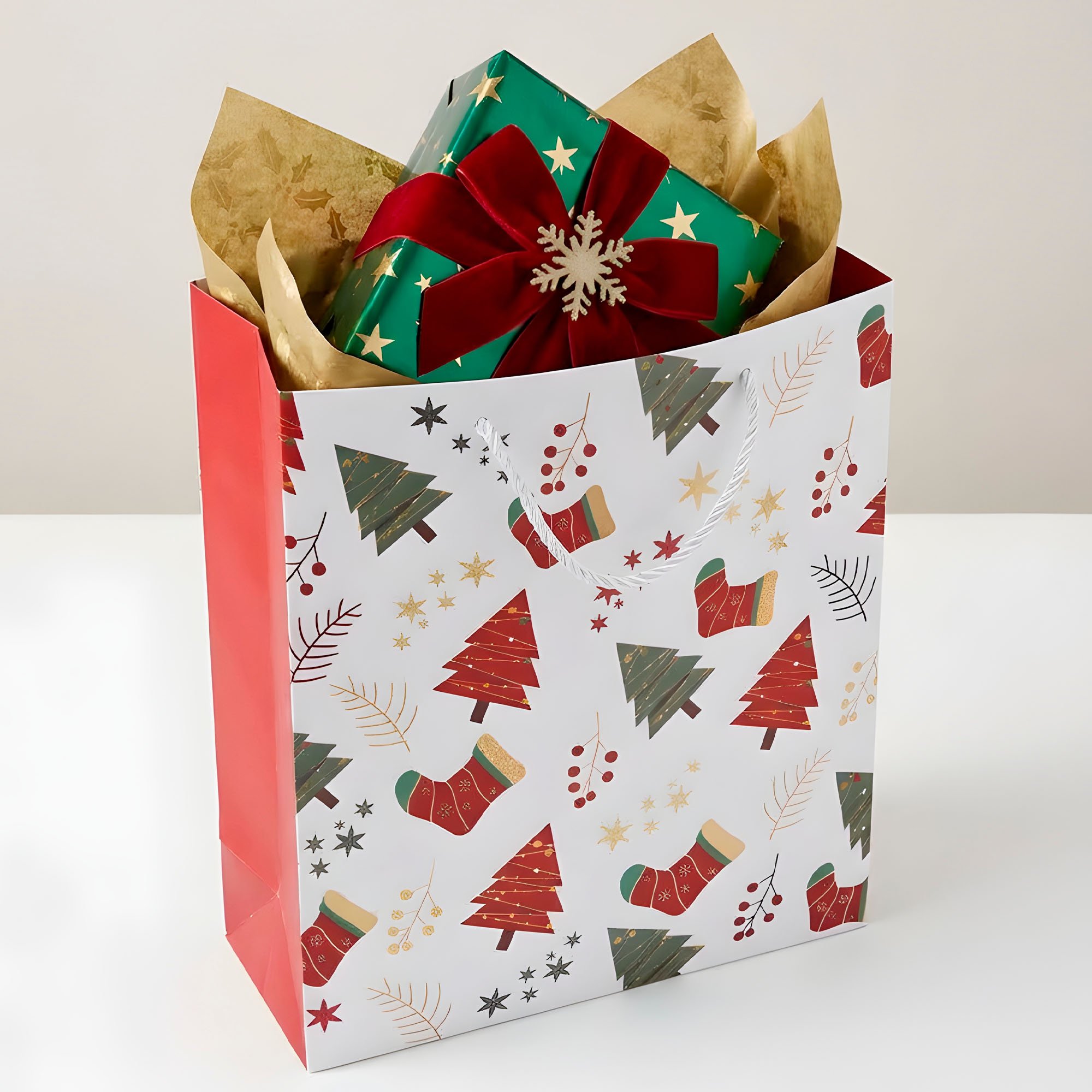 Bolsa De Regalo Navidad 40x31x12cm Diseño Regalos 16