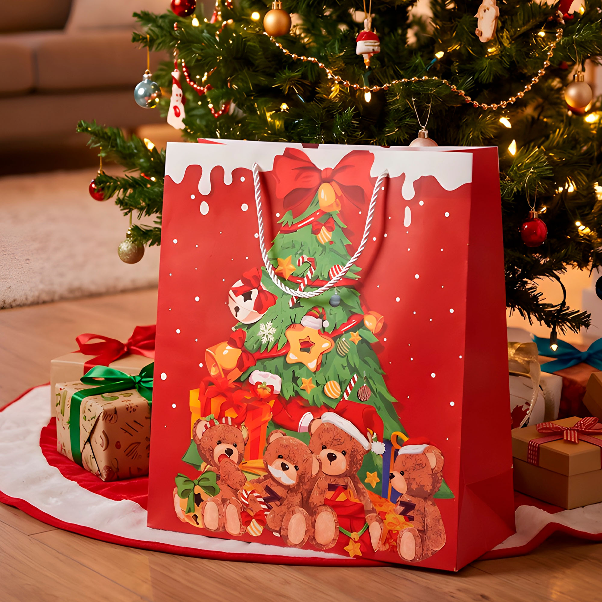 Bolsa De Regalo Navidad 40x31x12cm Diseño Regalos 20