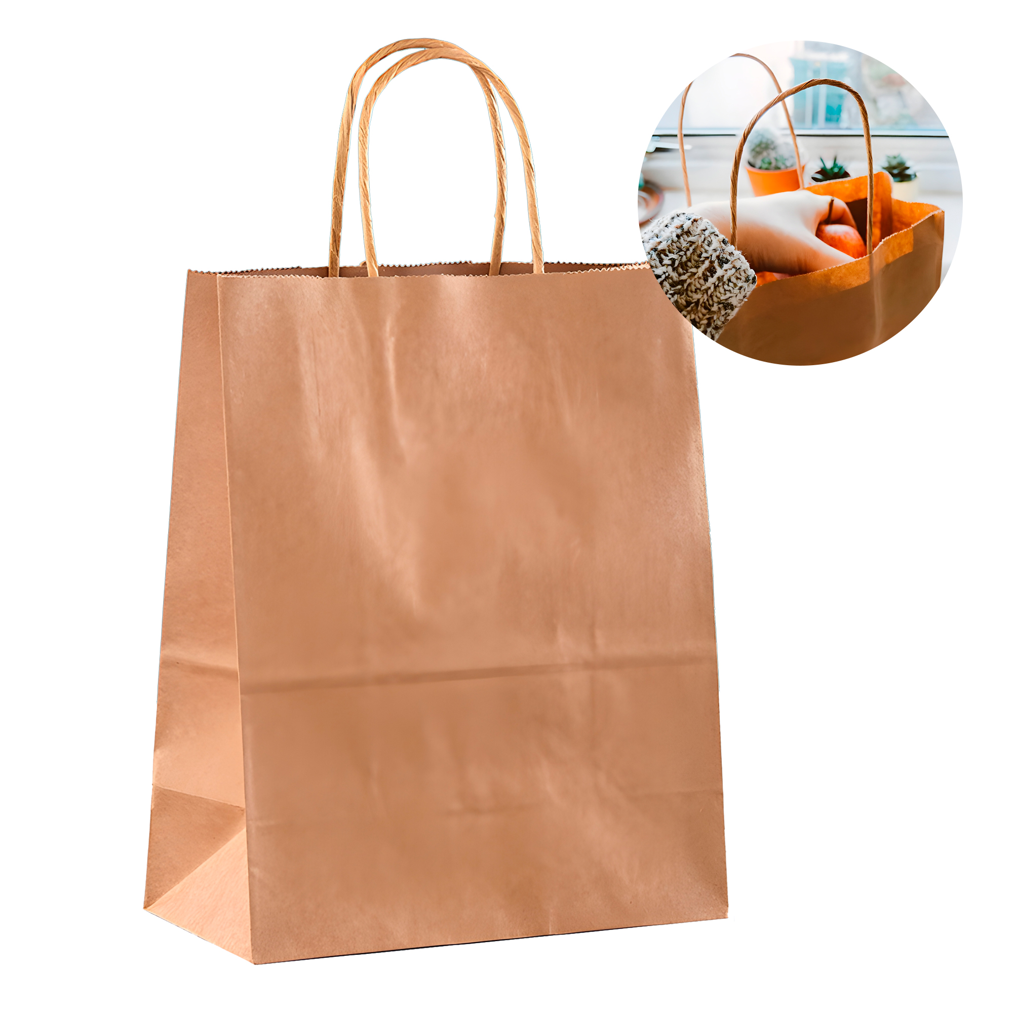 Bolsa Papel Kraft Ecológica Degradable 13X7X14.5 CM 9