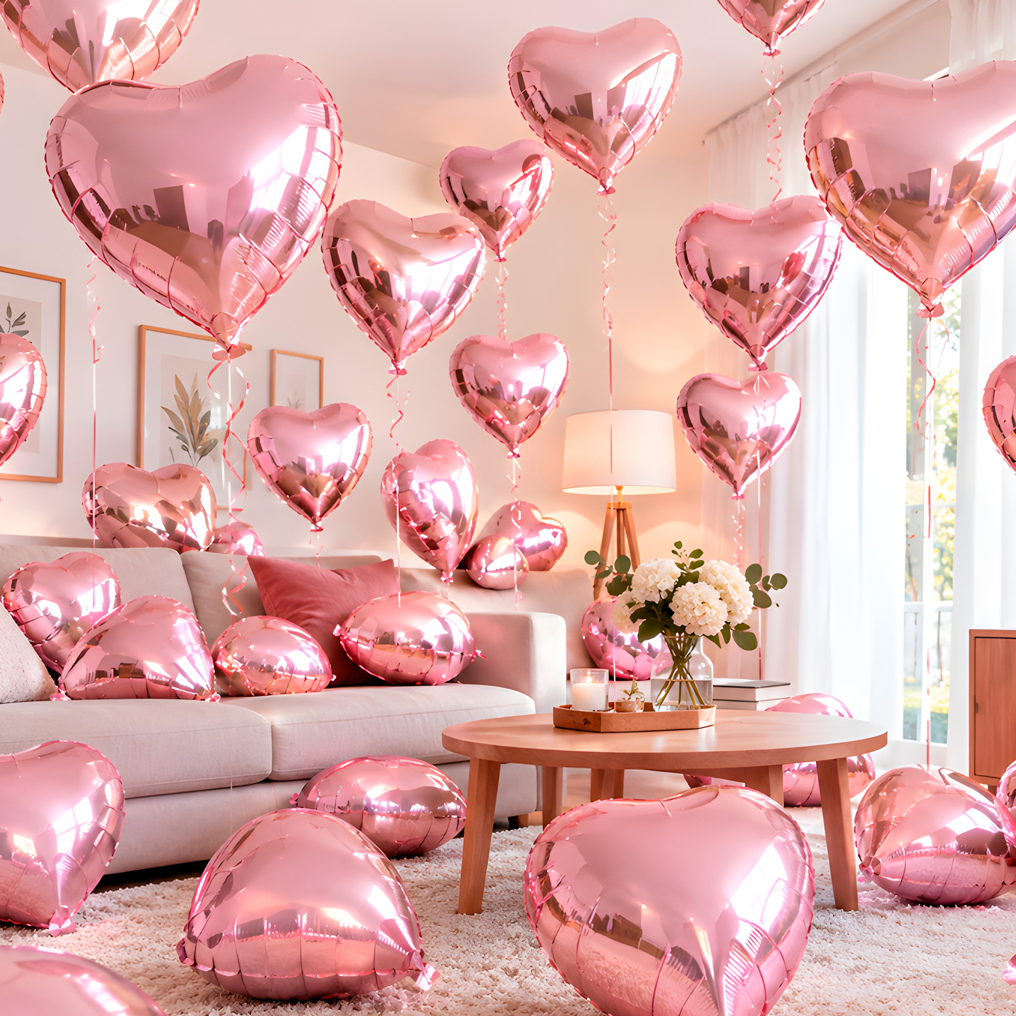 Set 20 Globos Metálicos Corazón Colores Fiestas Adornos Celebraciones 10
