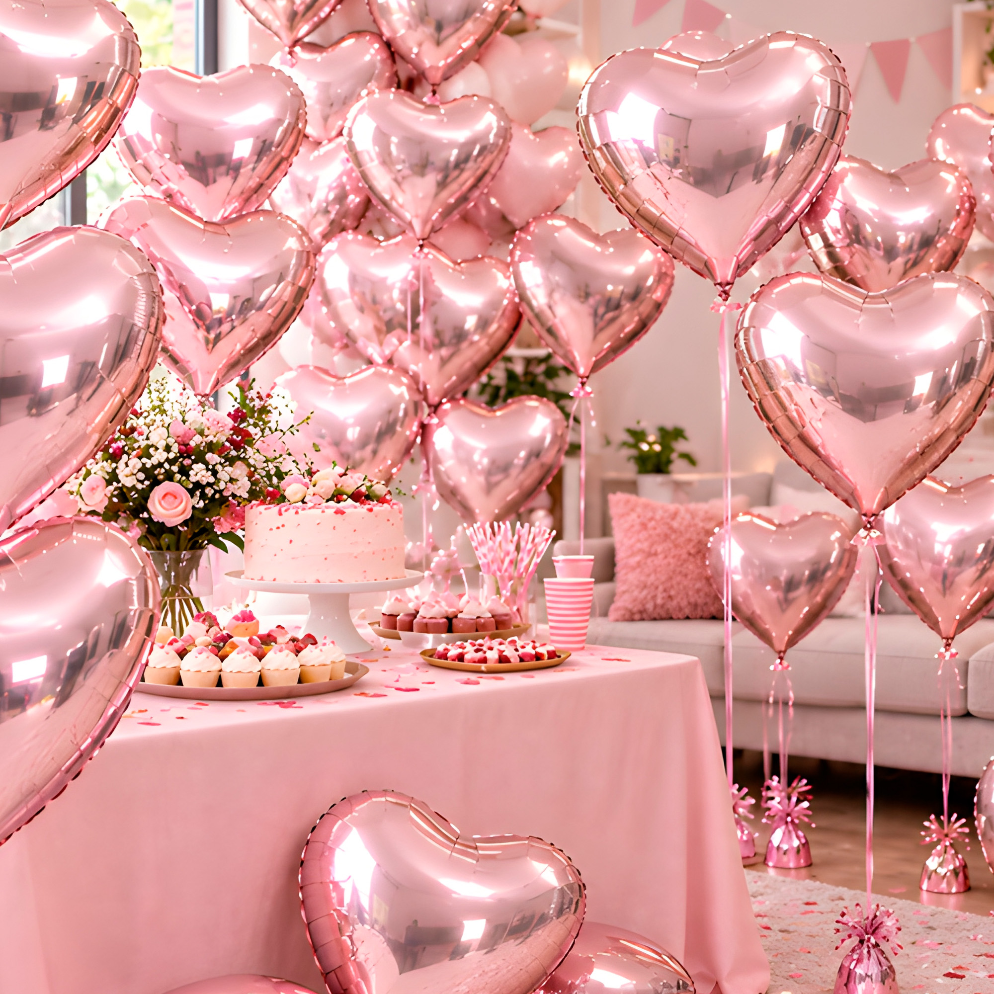 Set 20 Globos Metálicos Corazón Colores Fiestas Adornos Celebraciones 14