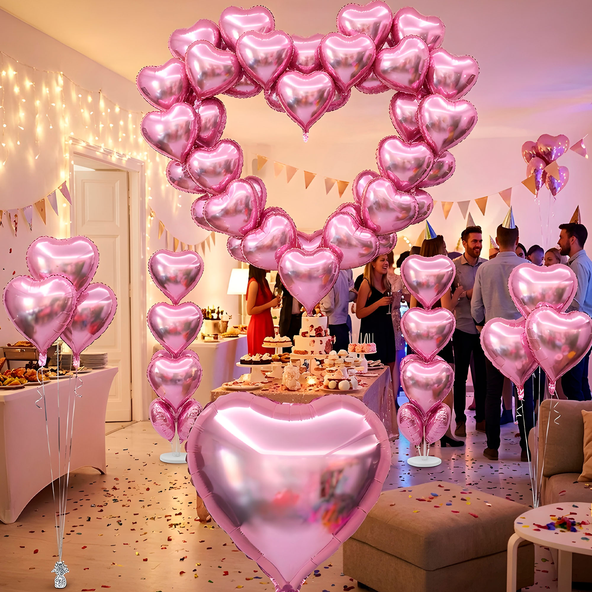 Set 20 Globos Metálicos Corazón Colores Fiestas Adornos Celebraciones 11