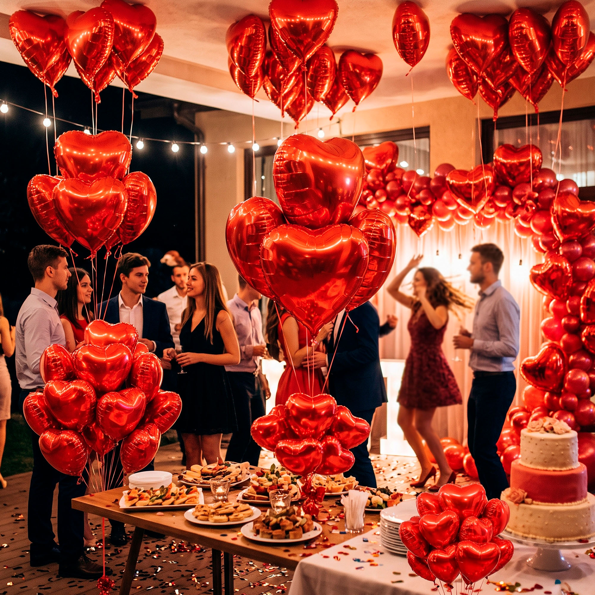 Set 20 Globos Metálicos Corazón Colores Fiestas Adornos Celebraciones 13