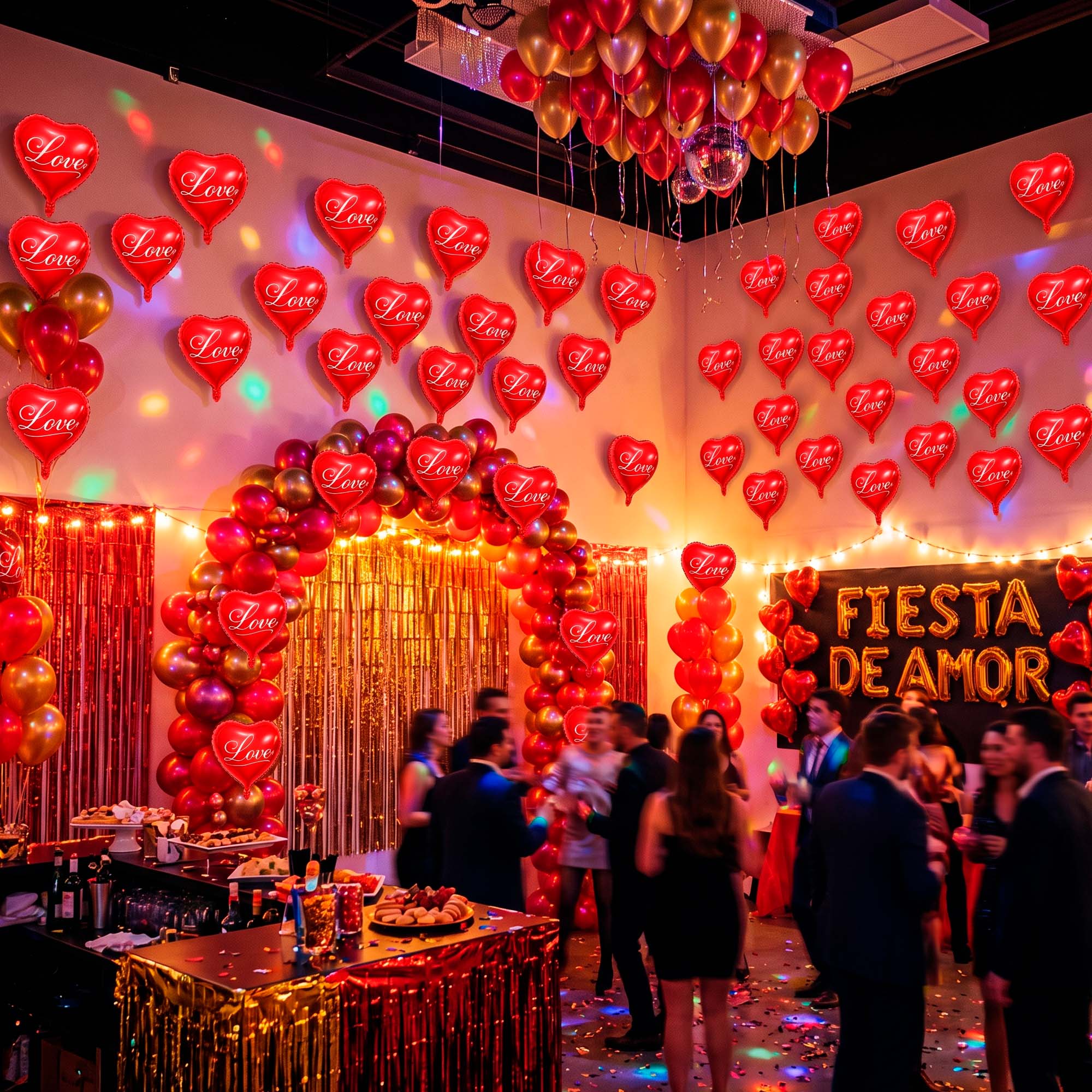 Set 20 Globos Metálicos Corazón Colores Fiestas Adornos Celebraciones 19