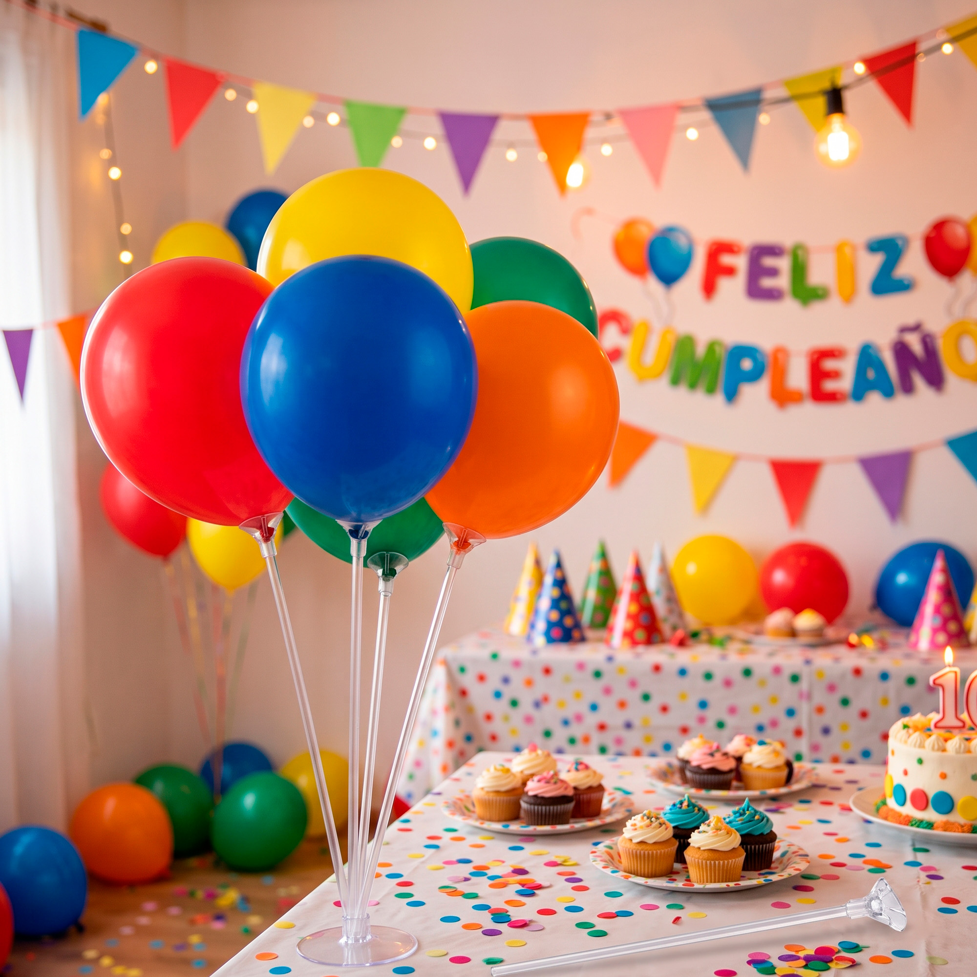 100 Soporte De Globos Varillas Blancas 40 CM Arreglos Fechas Especiales 6