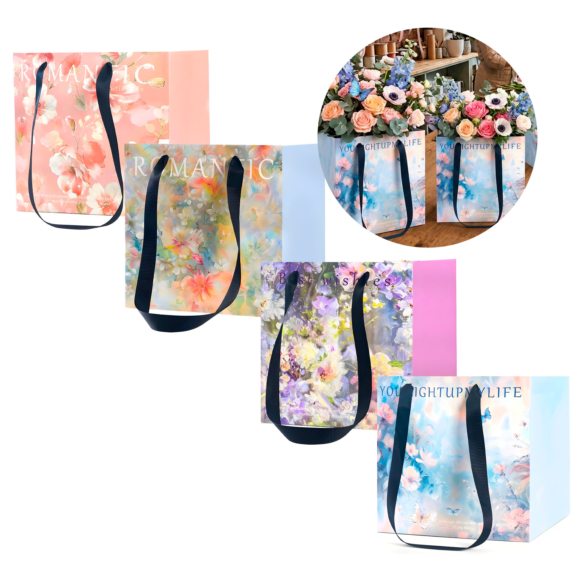 Bolsa de Papel Texturizada para Flores 27.5 X 27.5CM 1