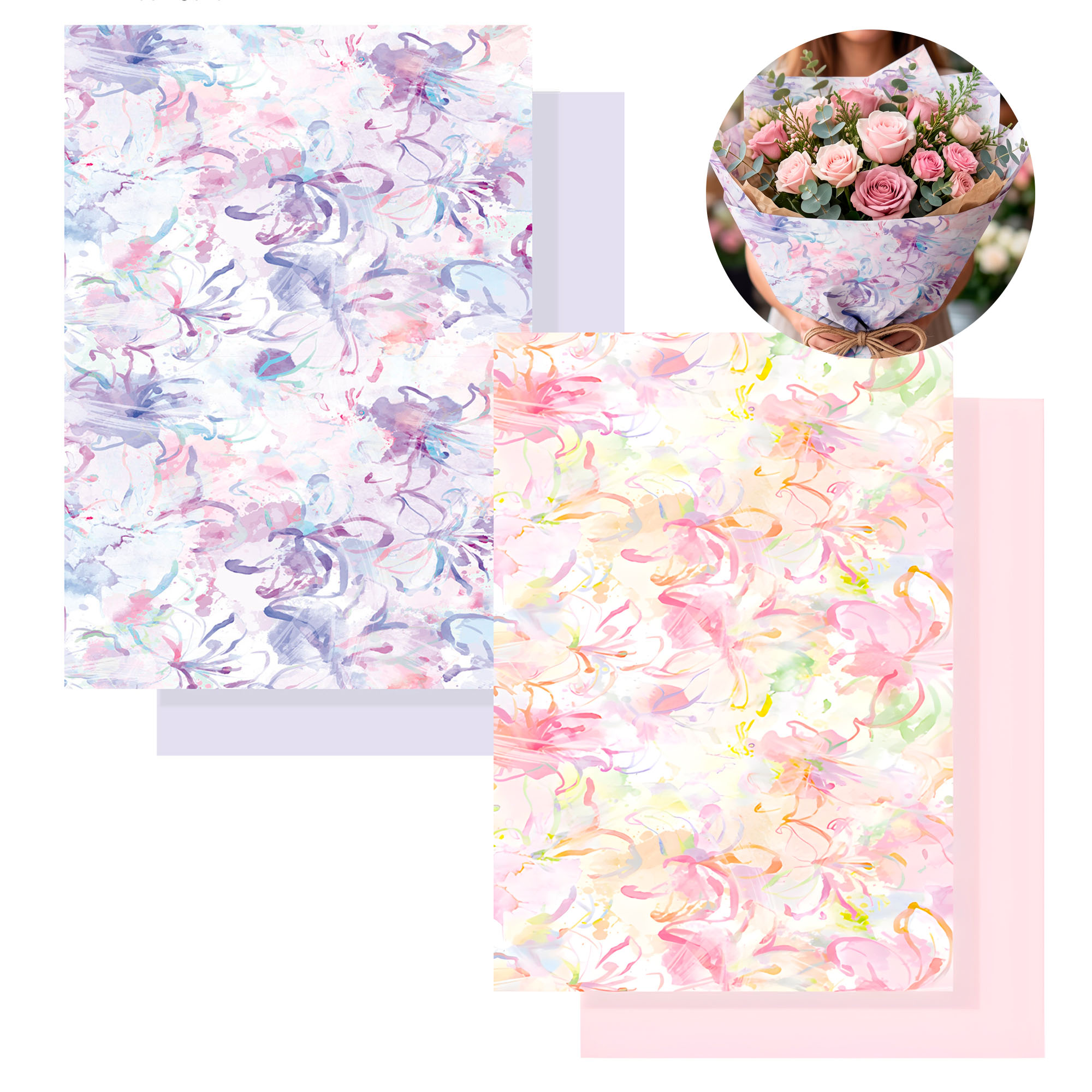 10 Hojas Papel Kraft Envoltorio Floral Diseño Óleo Arte 35x50 Cm 1