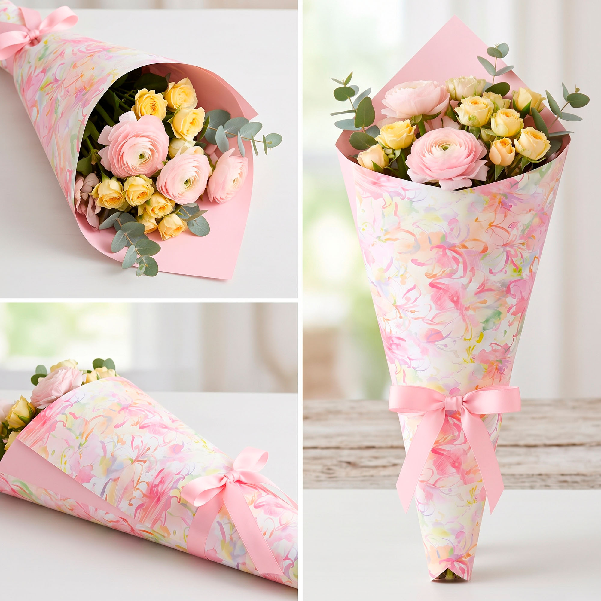 10 Hojas Papel Kraft Envoltorio Floral Diseño Óleo Arte 35x50 Cm 6