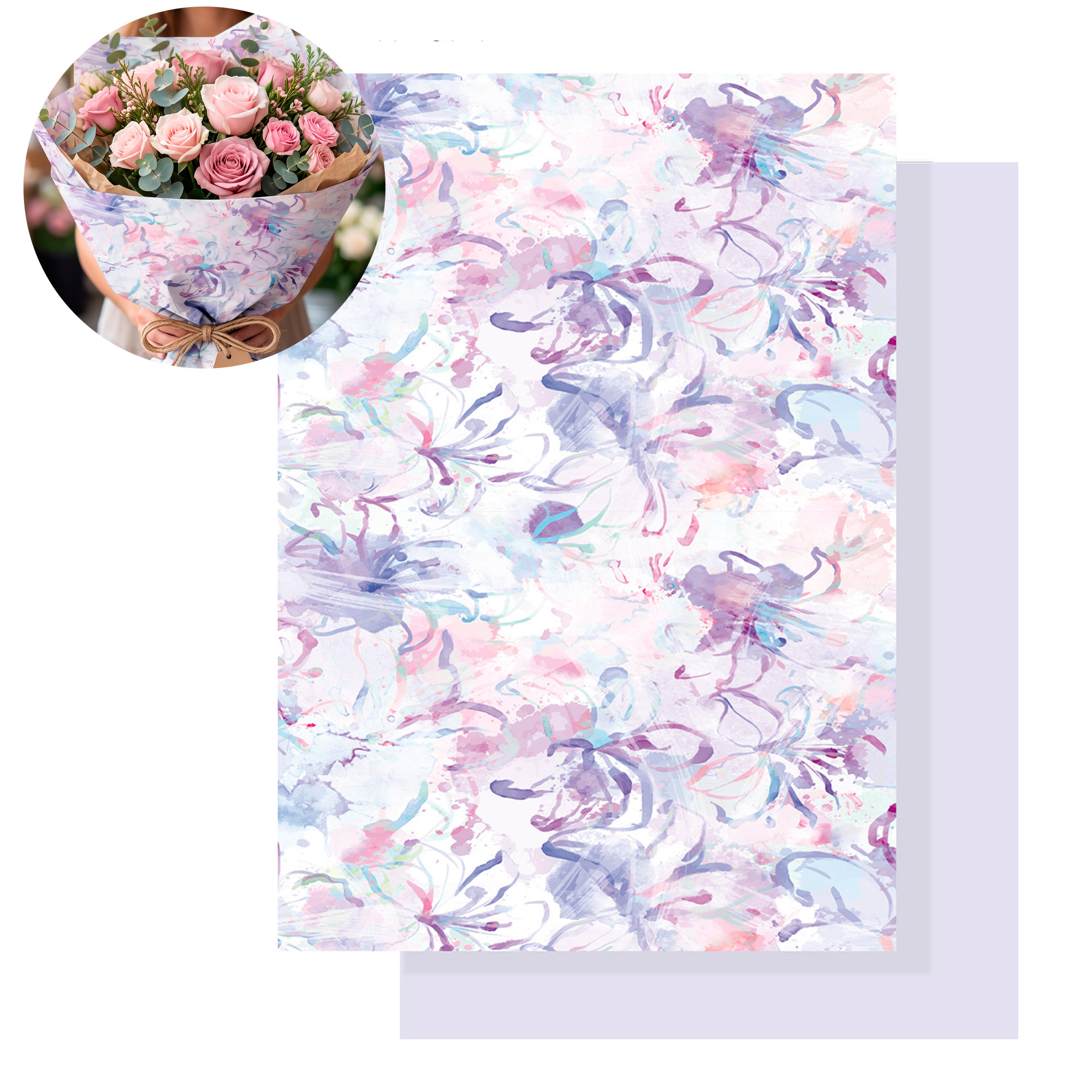 10 Hojas Papel Kraft Envoltorio Floral Diseño Óleo Arte 35x50 Cm 12