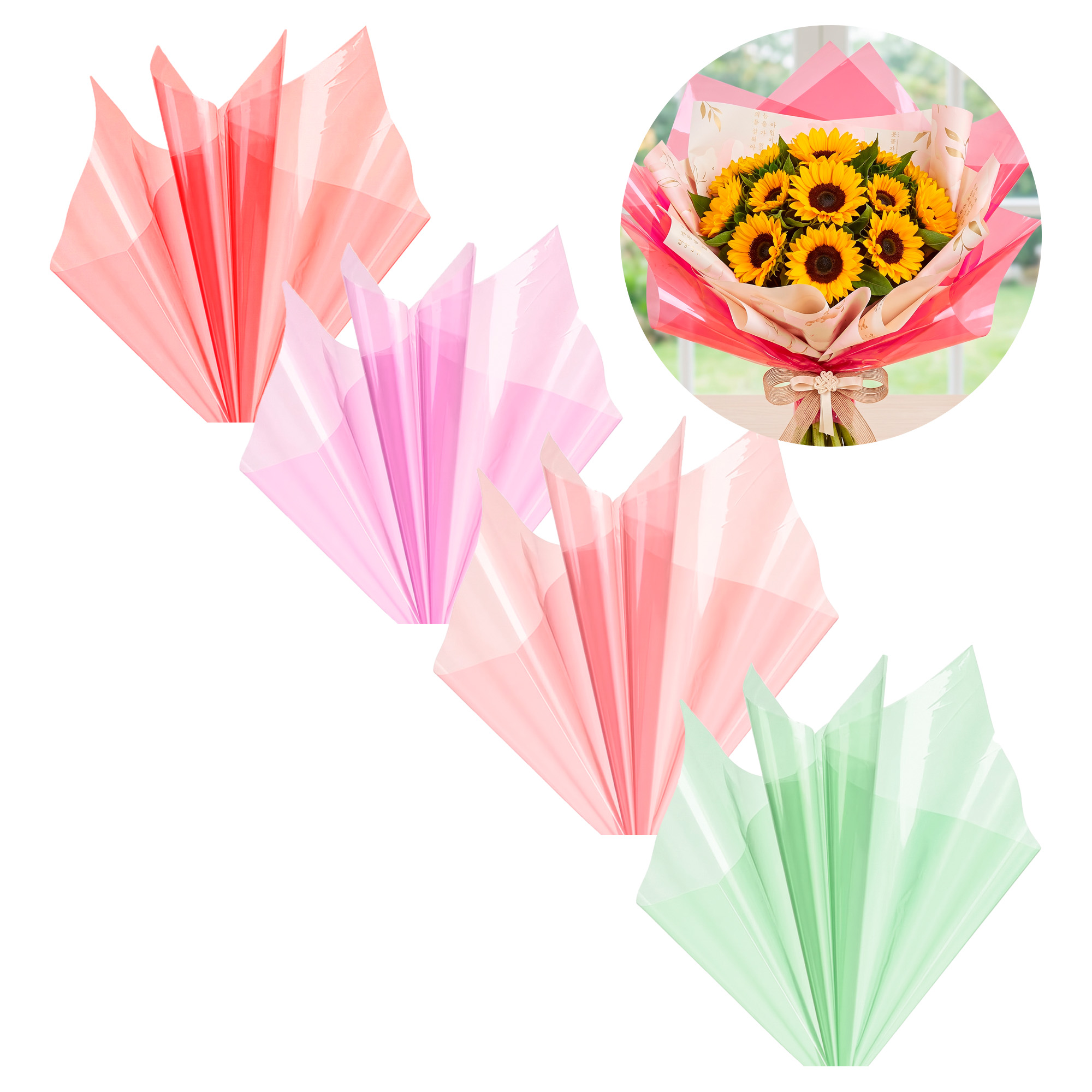 Set de 20 Pliegos de Papel Celofán Para Ramos Flores 58 x 58 cm 1