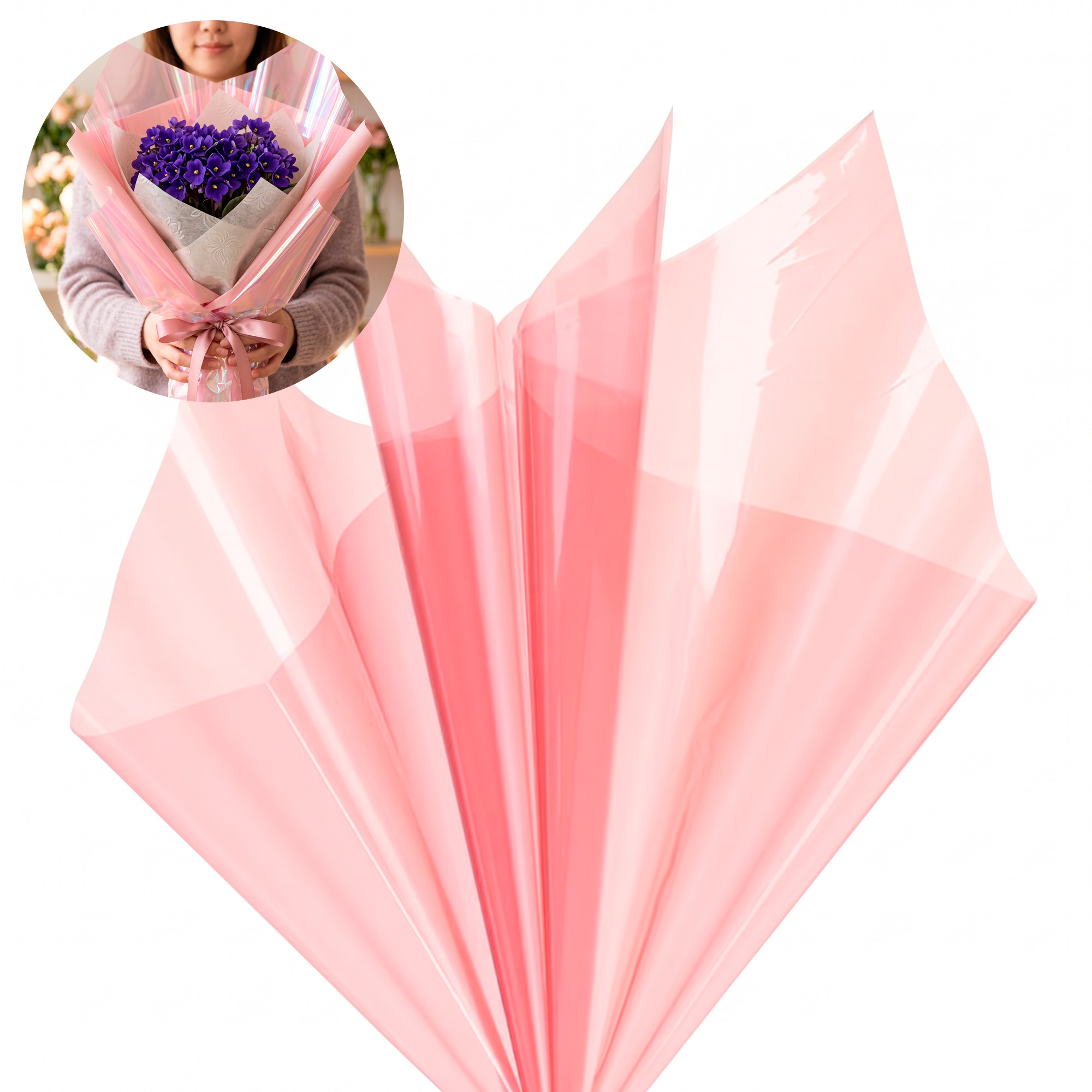 Set de 20 Pliegos de Papel Celofán Para Ramos Flores 58 x 58 cm 12