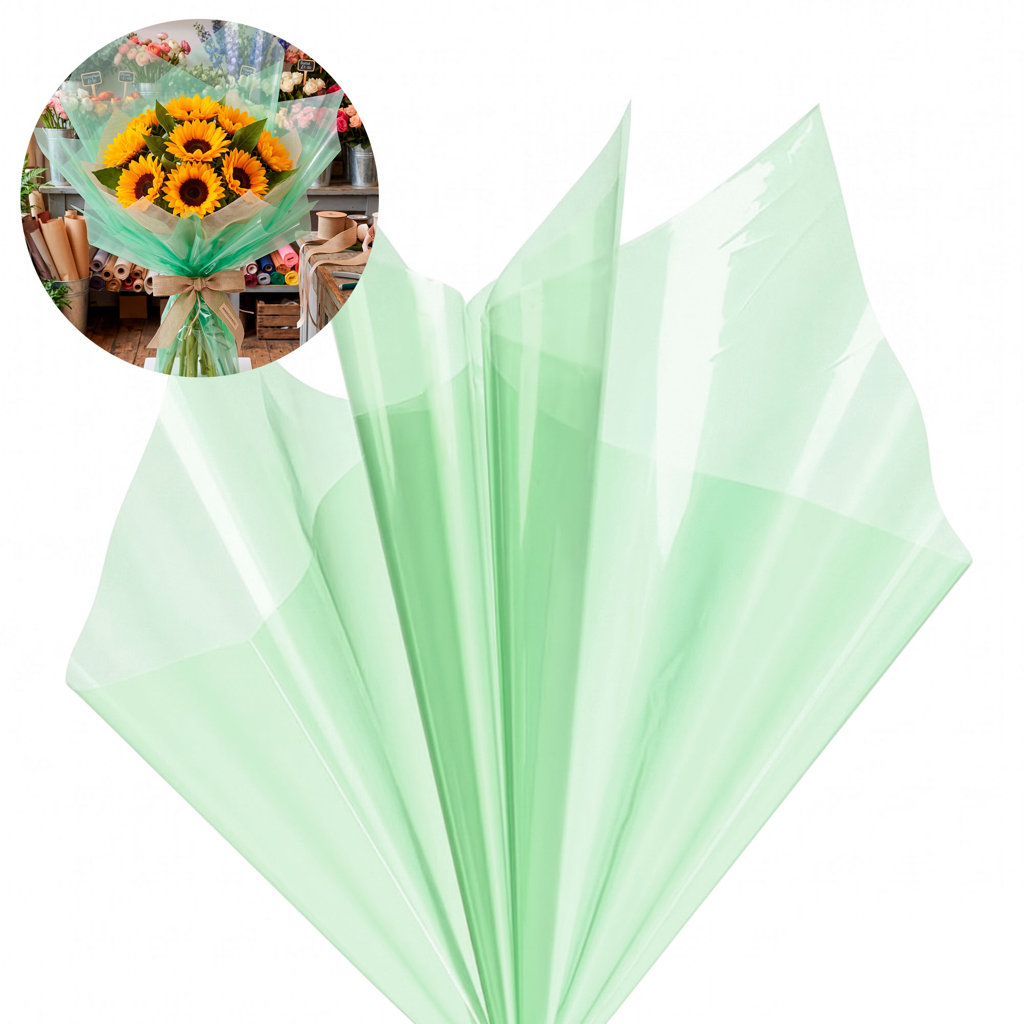 Set de 20 Pliegos de Papel Celofán Para Ramos Flores 58 x 58 cm 9
