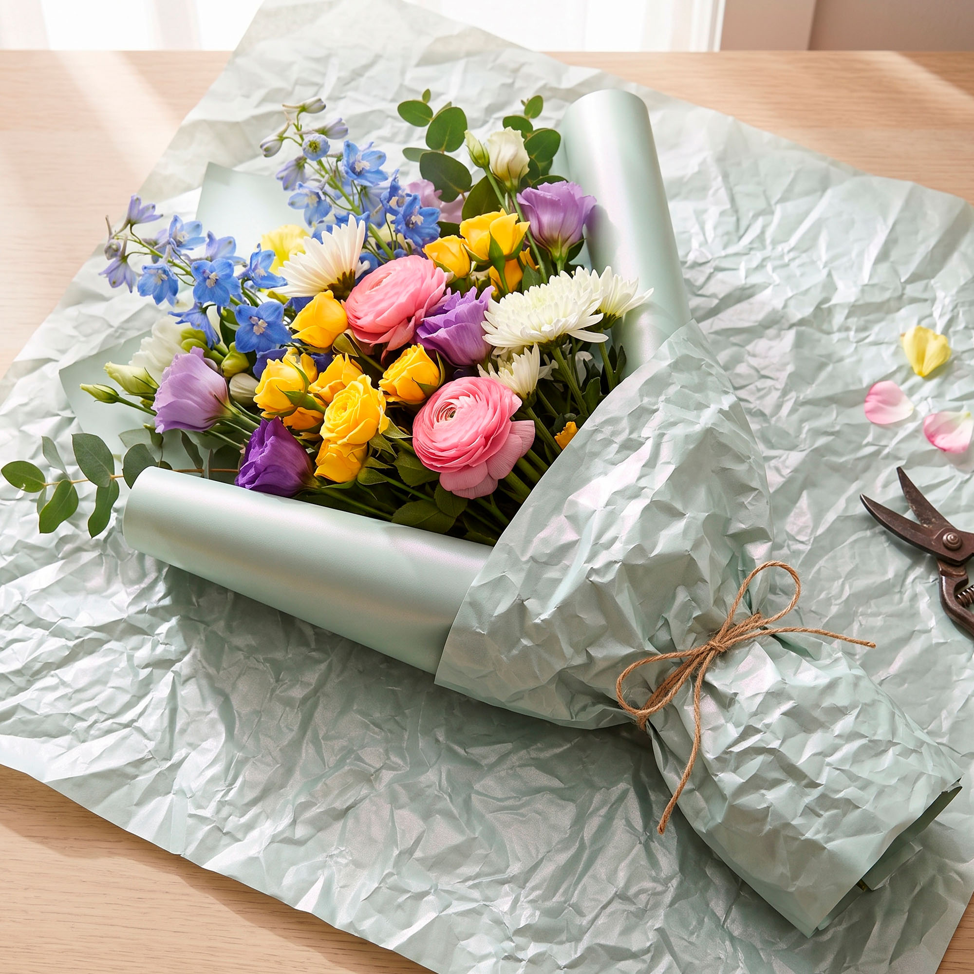 20 Pliegos Papel Perlado Para Envolver Flores Ramos Floristería Colores 50X70 CM  24