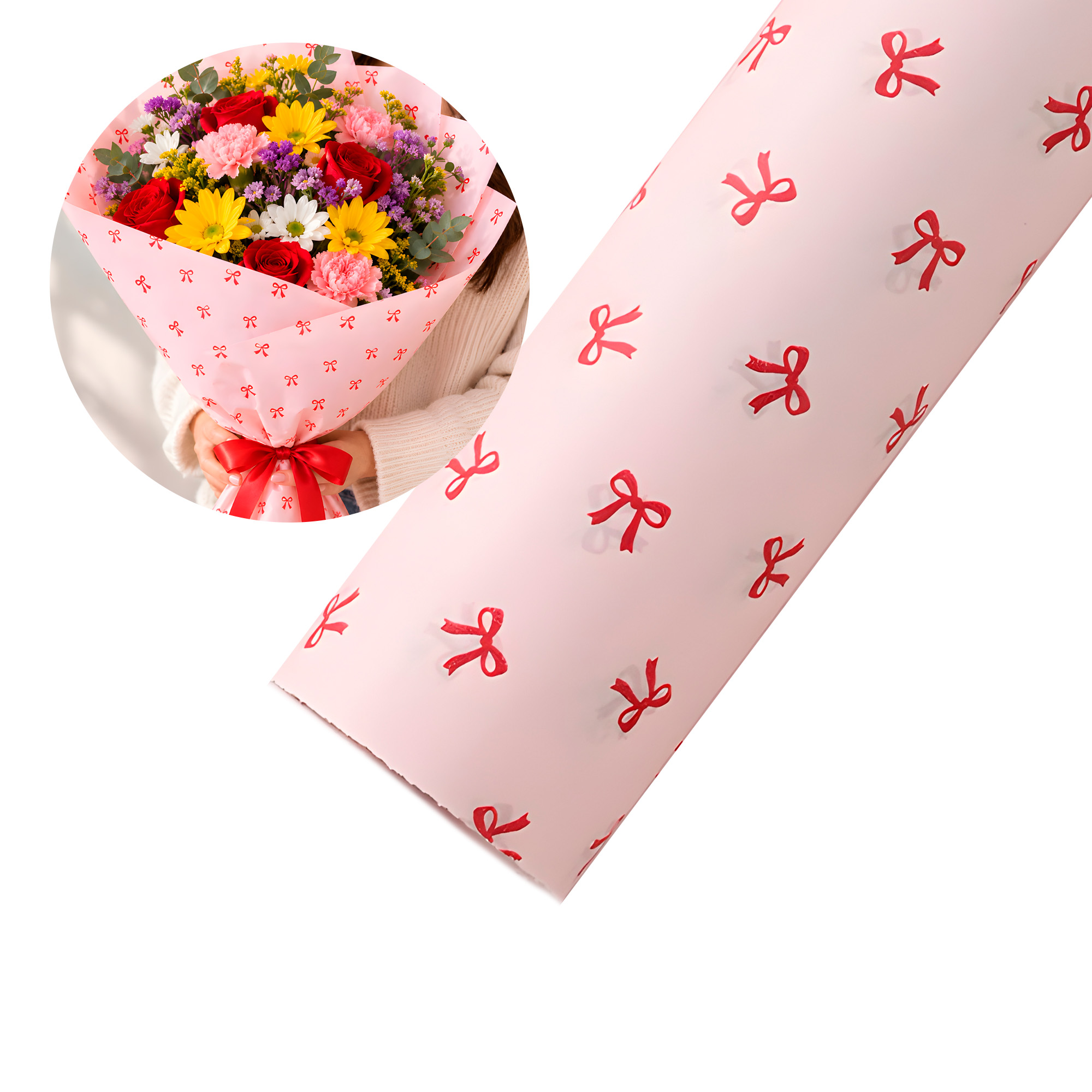 20 Pliegos Papel Lazos Para Envolver Flores Ramos Floristería 50X70 CM 3