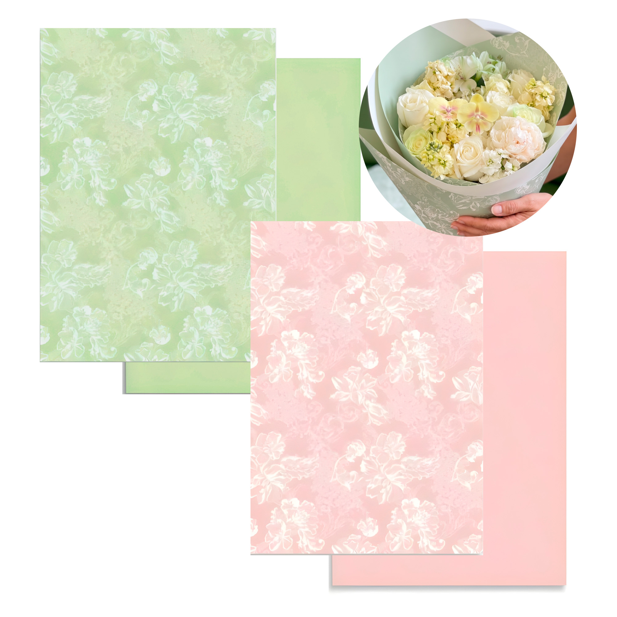 10 Pliegos Papel Lazos Para Envolver Flores Ramos Floristería 35X50 CM 1