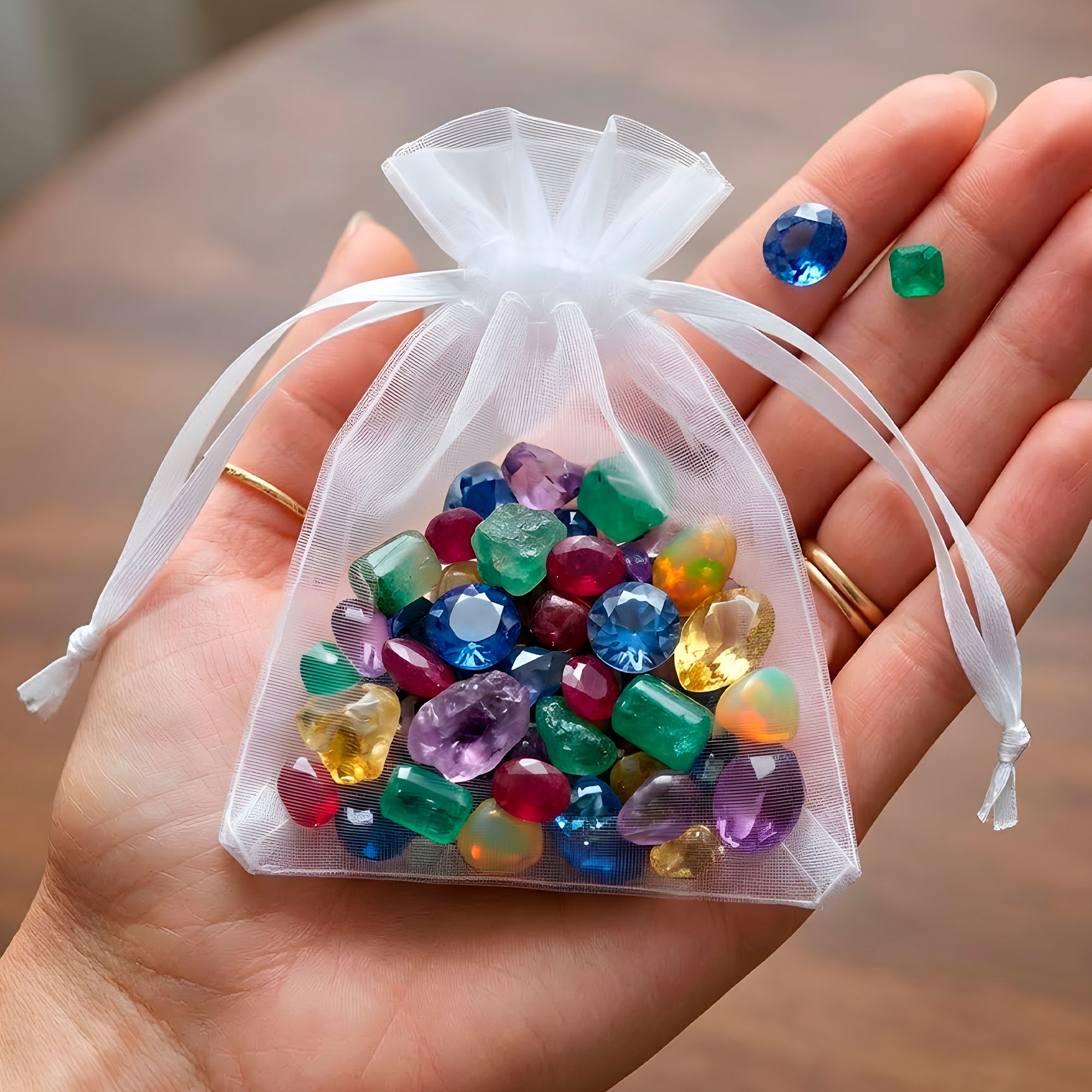 50 Bolsas Organza 7x9 cm Colores Joyeria Regalos Empaque Elegante 18