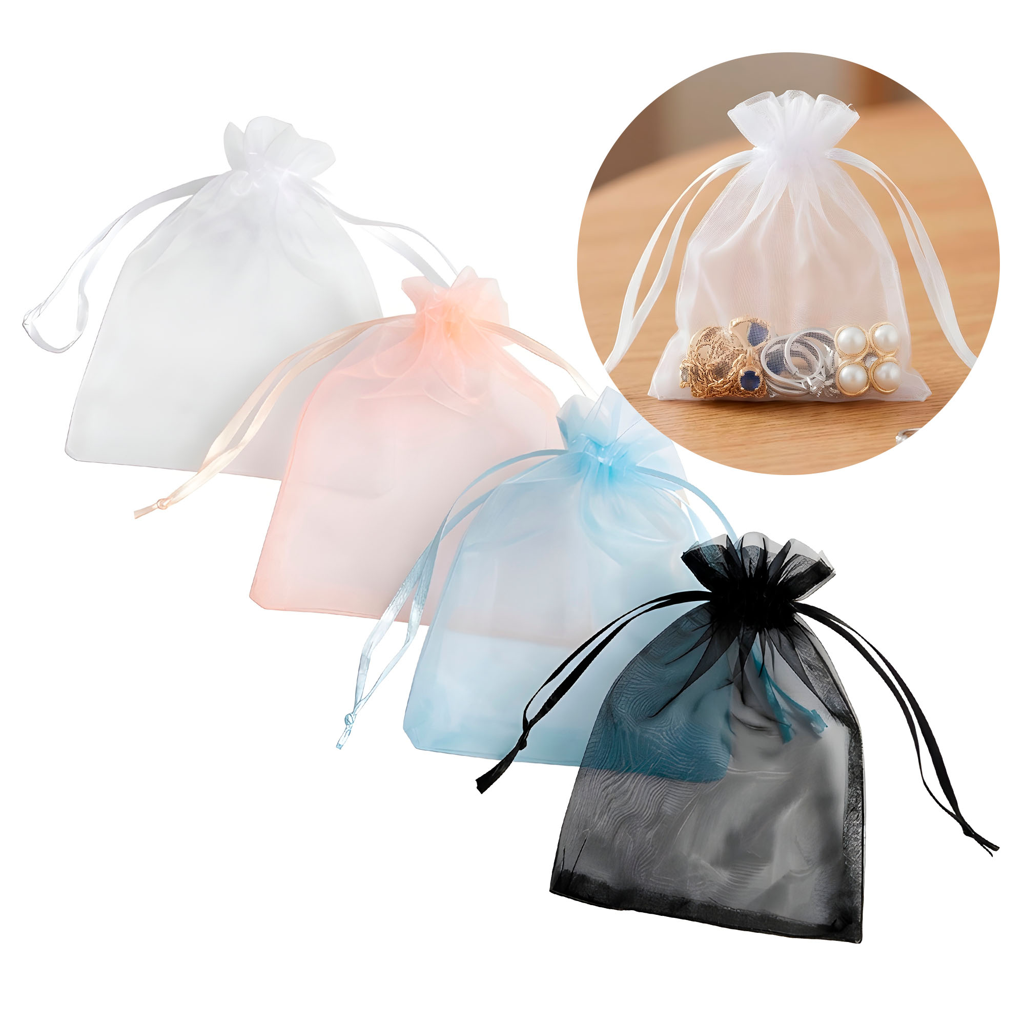 50 Bolsas Organza 10x12 cm Colores Joyeria Regalos Empaque Elegante 1