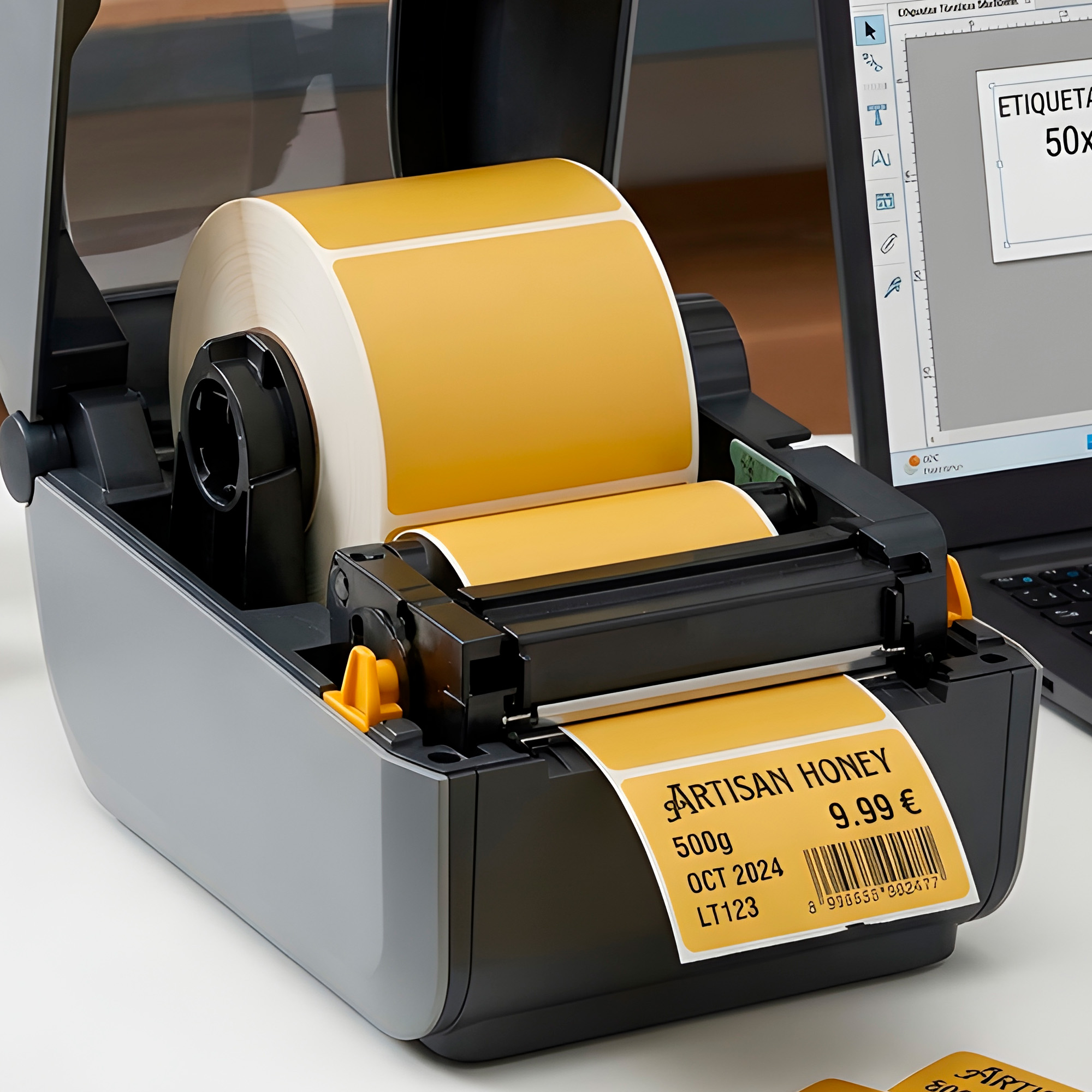 1000 Etiquetas Autoadhesivas Térmicas 50 x 30 mm Color Kraft Impresion 8