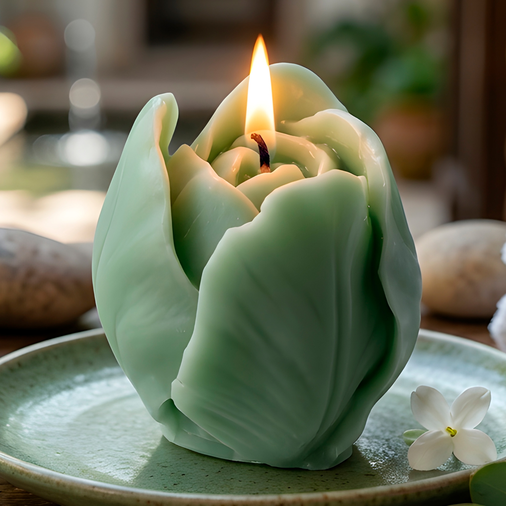 Molde Silicona Rosa Cerrada Aromaterapia Velas 5 X 4,8 CM 7