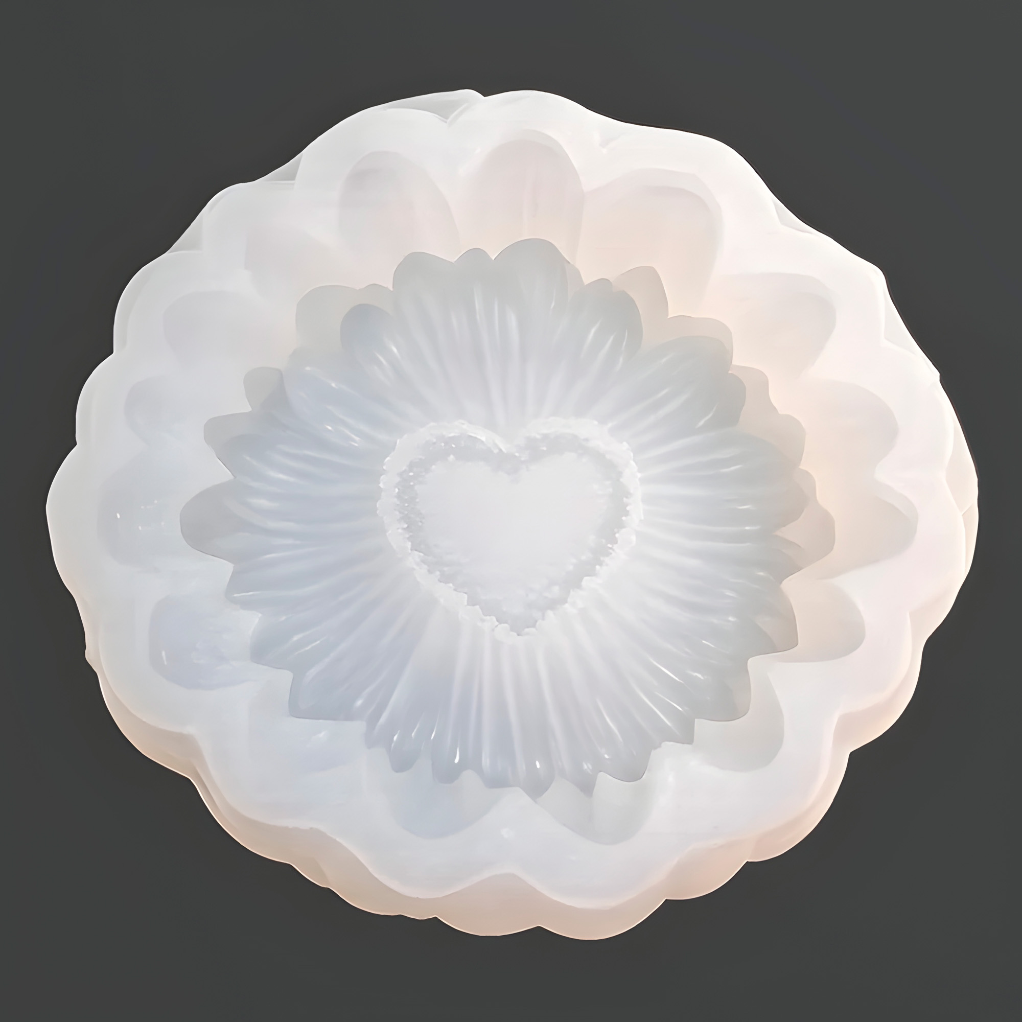 Molde Silicona Flor Girasol de Corazón Aromaterapia Velas 8 X 8 CM 8