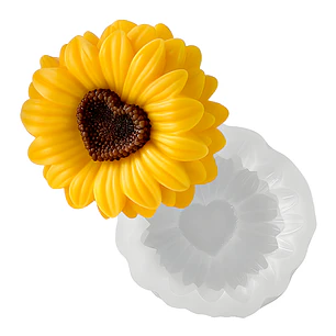 Molde Silicona Flor Girasol de Corazón Aromaterapia Velas 8 X 8 CM