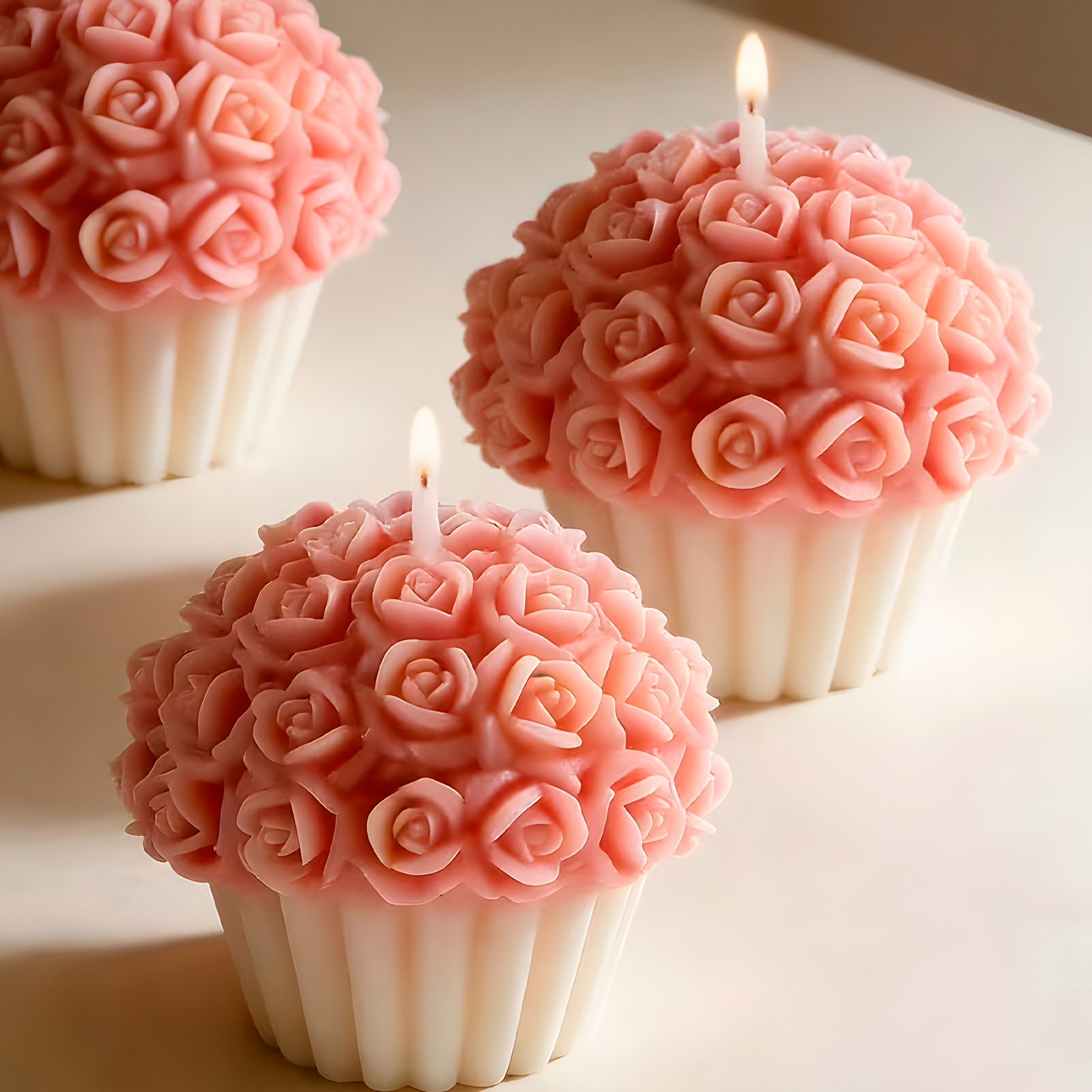 Molde Silicona Cupcake de Rosas Aromaterapia Velas 8 X 7,3 CM 6