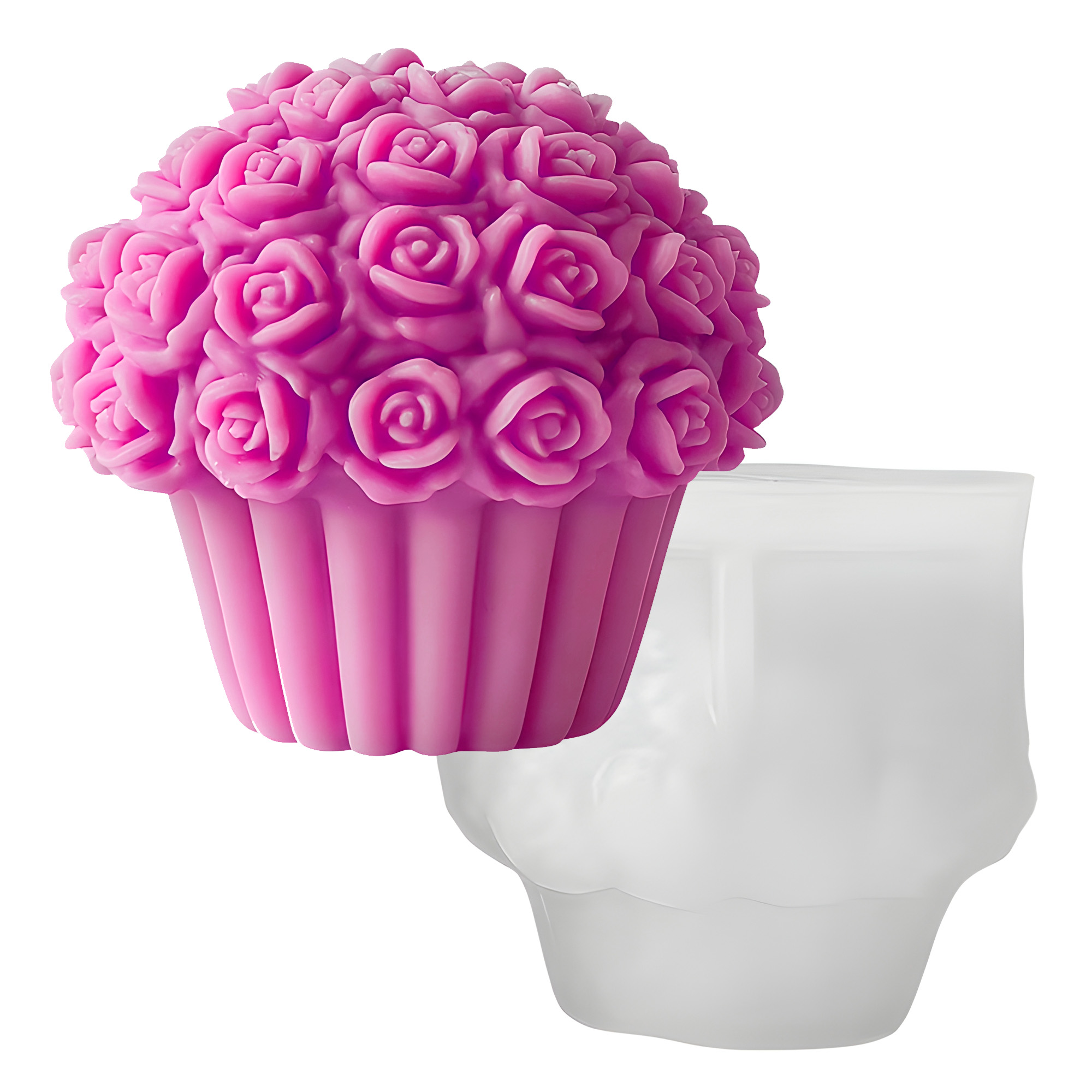Molde Silicona Cupcake de Rosas Aromaterapia Velas 8 X 7,3 CM 1