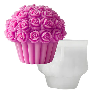 Molde Silicona Cupcake de Rosas Aromaterapia Velas 8 X 7,3 CM