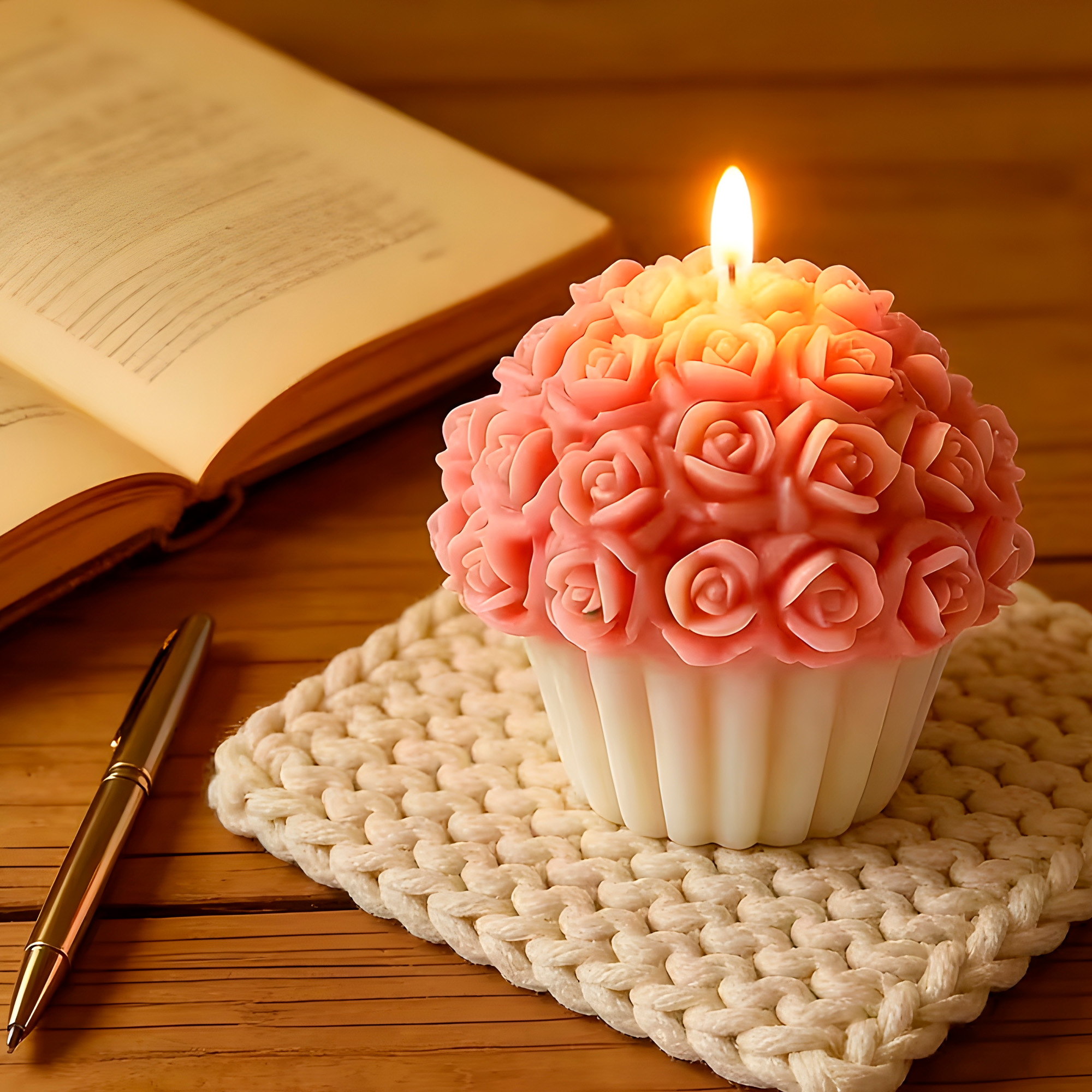 Molde Silicona Cupcake de Rosas Aromaterapia Velas 8 X 7,3 CM 9
