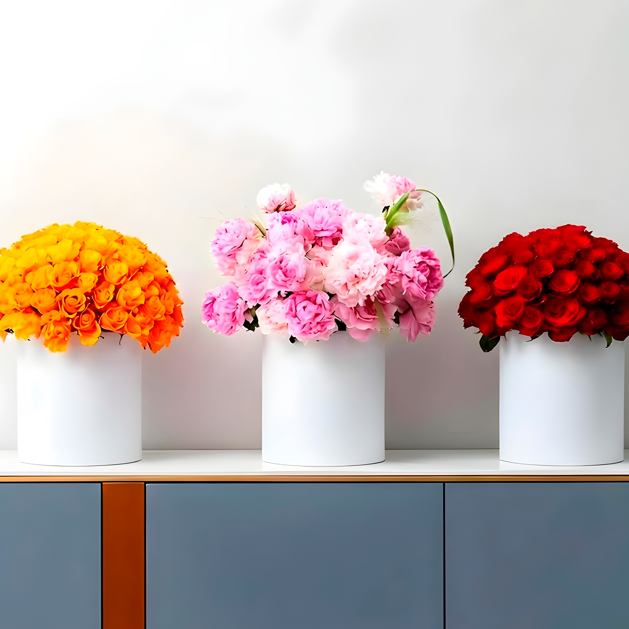 Set 3 Cajas Kraft Cilindrico Ramo de Flores Decoración Fiestas Colores 5