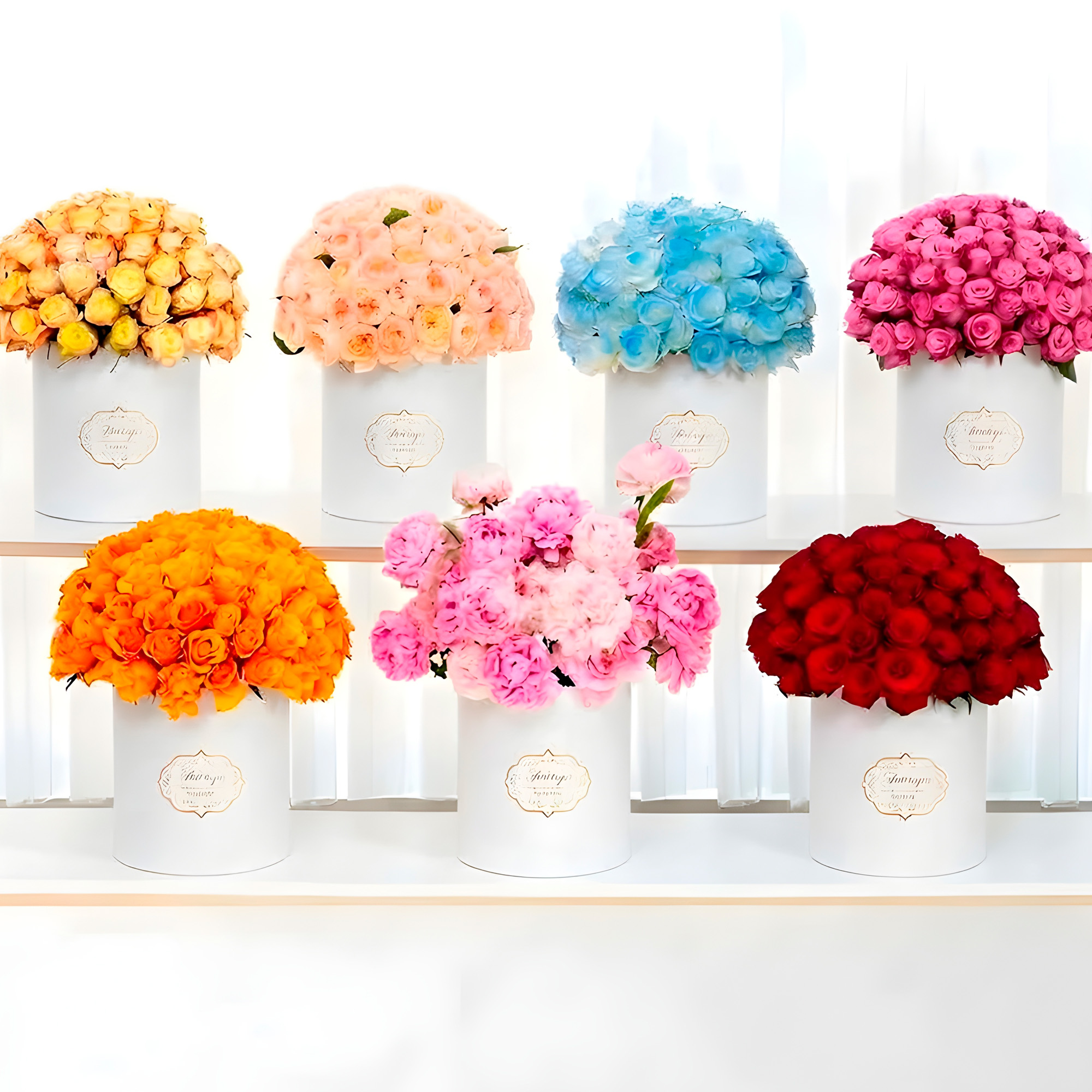 Set 3 Cajas Kraft Cilindrico Ramo de Flores Decoración Fiestas Colores 8