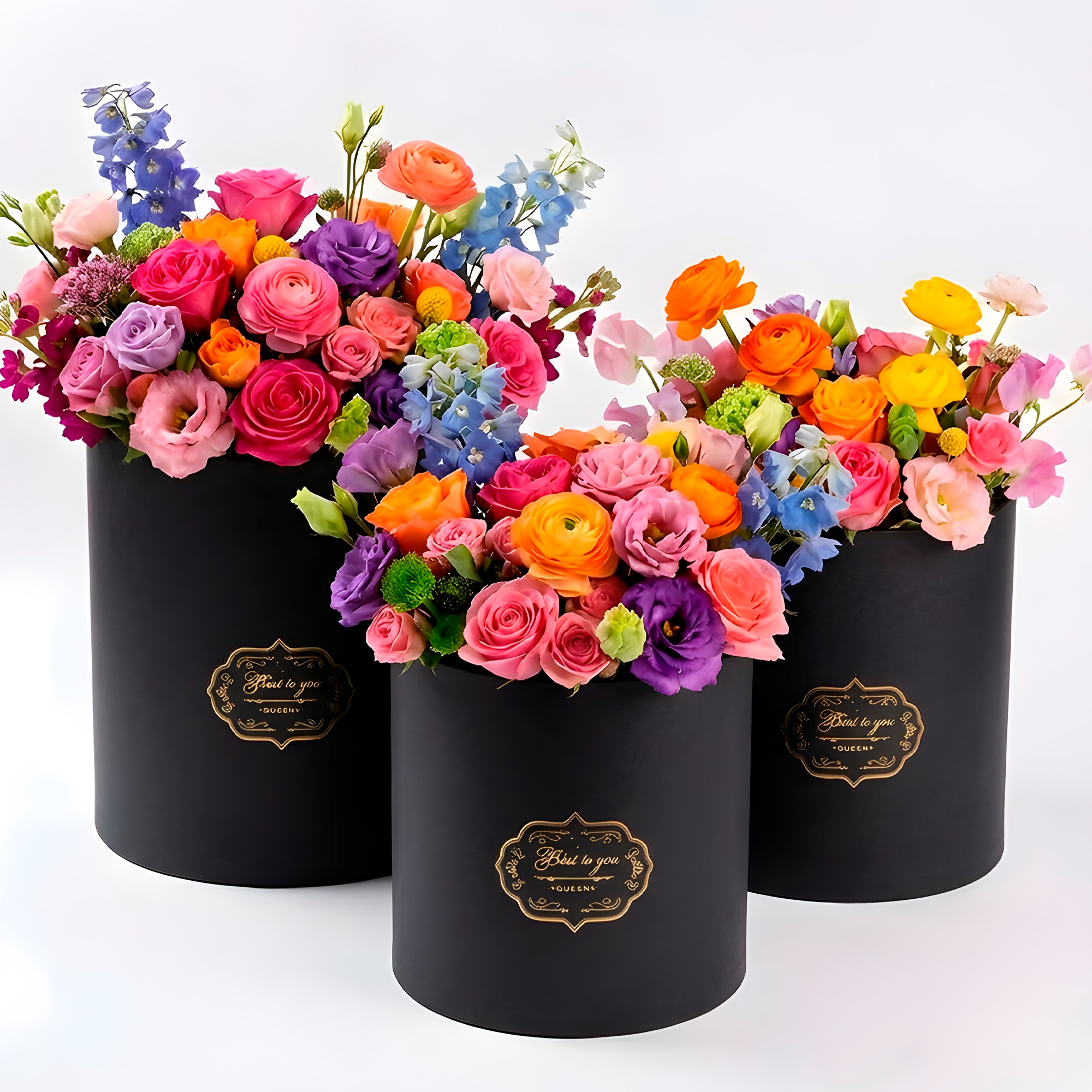 Set 3 Cajas Kraft Cilindrico Ramo de Flores Decoración Fiestas Colores 9