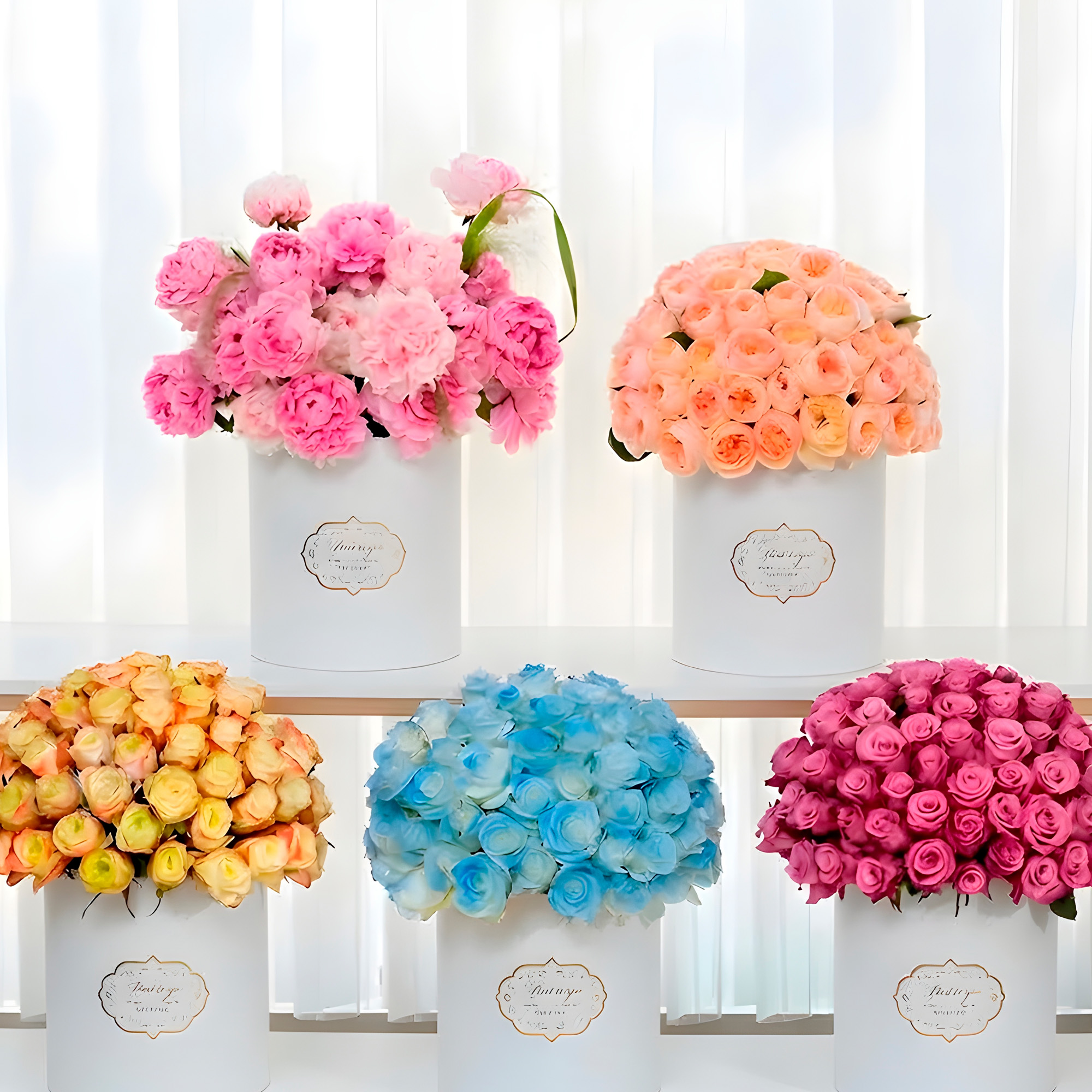 Set 3 Cajas Kraft Cilindrico Ramo de Flores Decoración Fiestas Colores 11