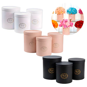 Set 3 Cajas Kraft Cilindrico Ramo de Flores Decoración Fiestas Colores