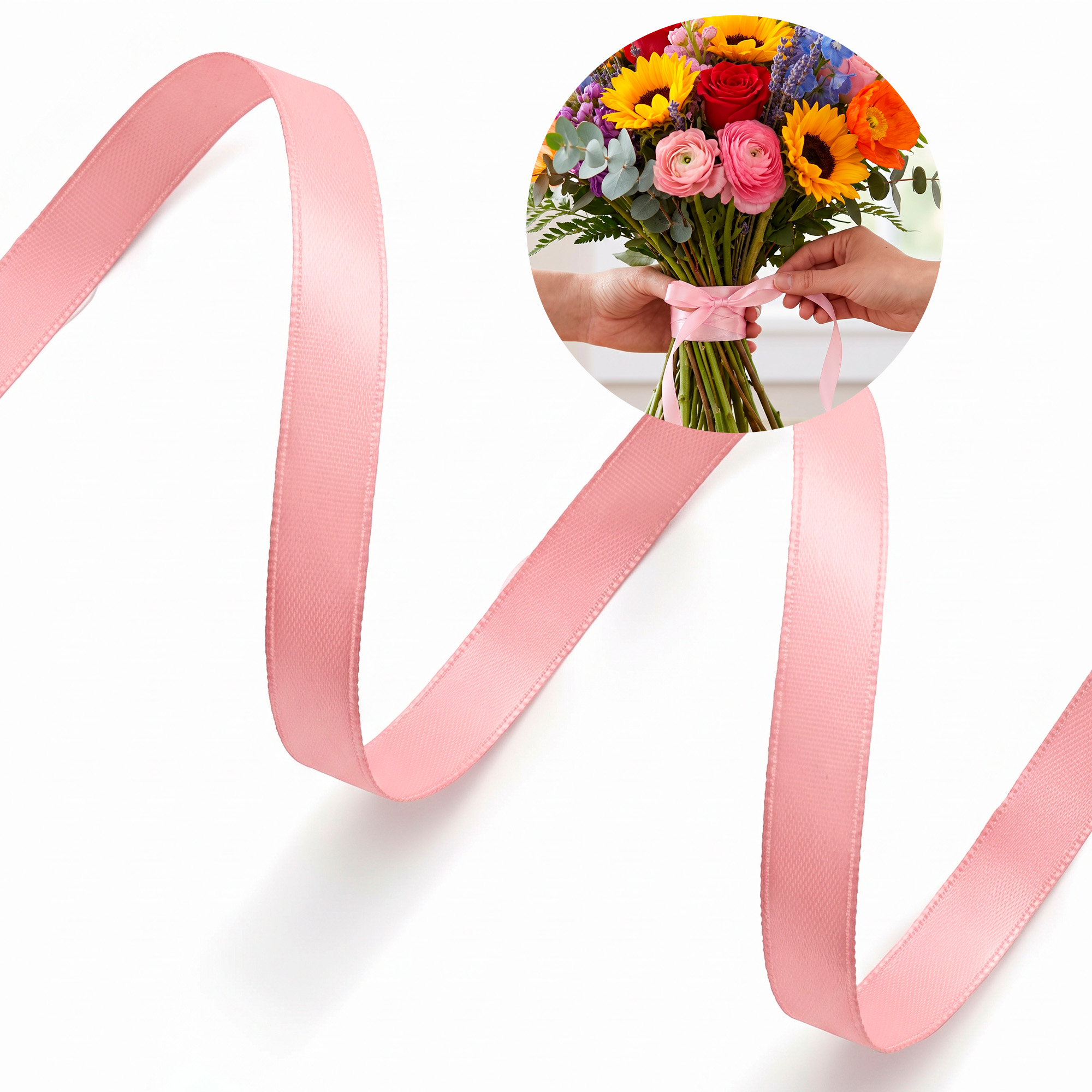 Cinta Satin Roja Para Envolver Flores Ramos Floristería 1 Cm X 80 Mtrs 26