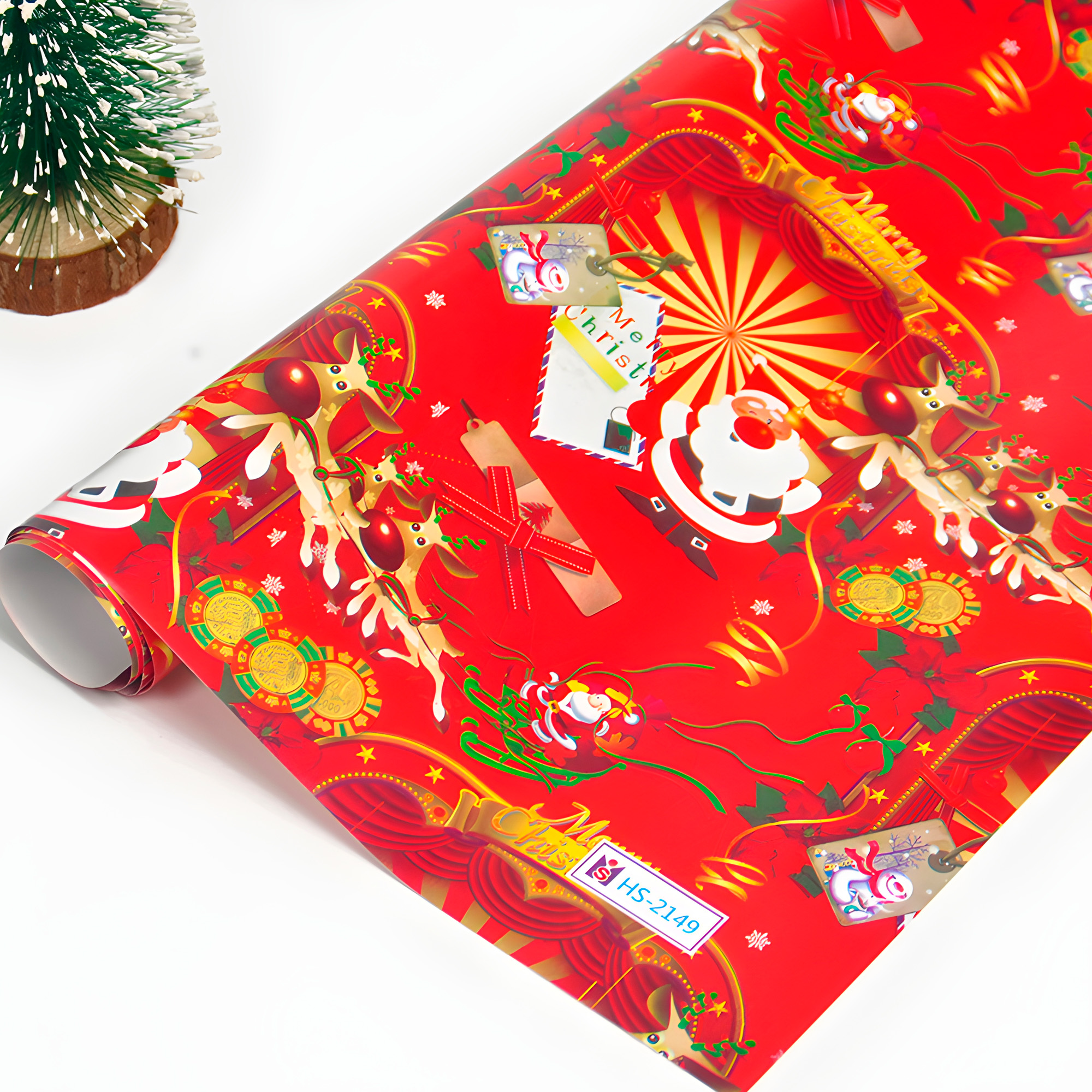Caja con 50 Pliegos para Envolver Regalos de Navidad Al Azar Viejito Pascuero Papeles 8
