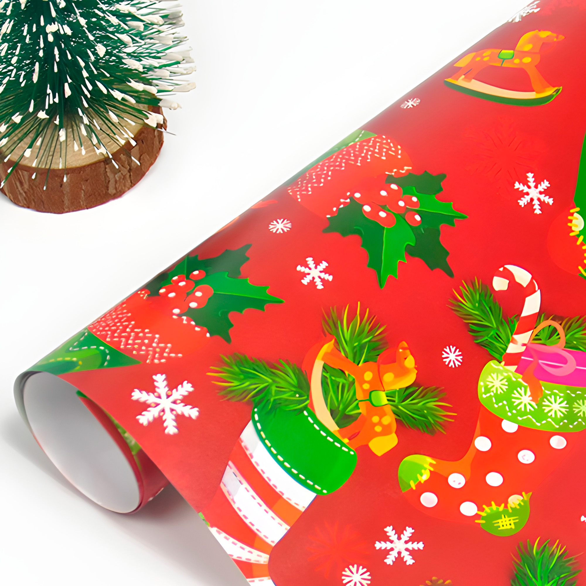 Caja con 50 Pliegos para Envolver Regalos de Navidad Al Azar Viejito Pascuero Papeles 9