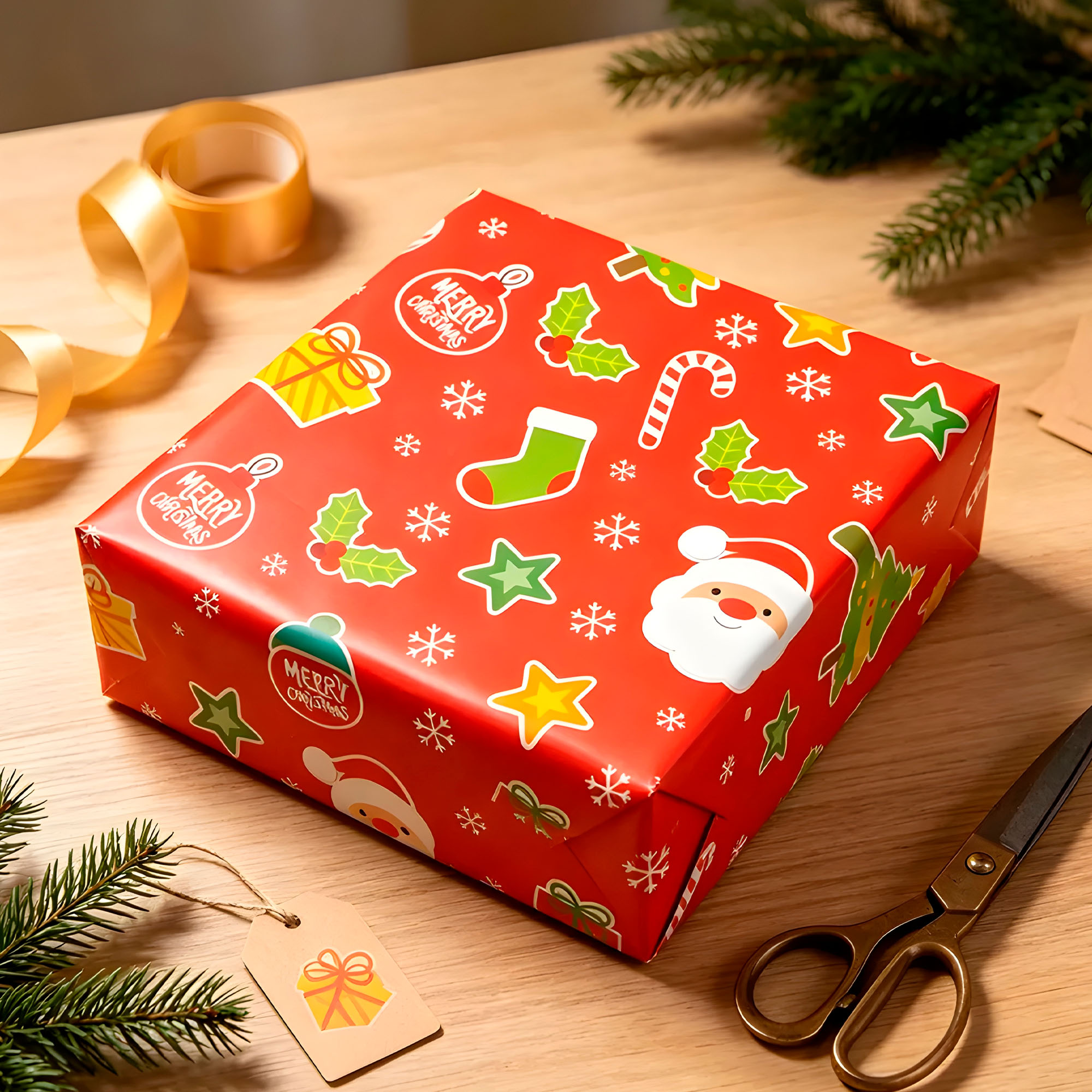 Set 50 Pliegos para Envolver Regalos de Navidad Viejito Pascuero 52X75 CM 2