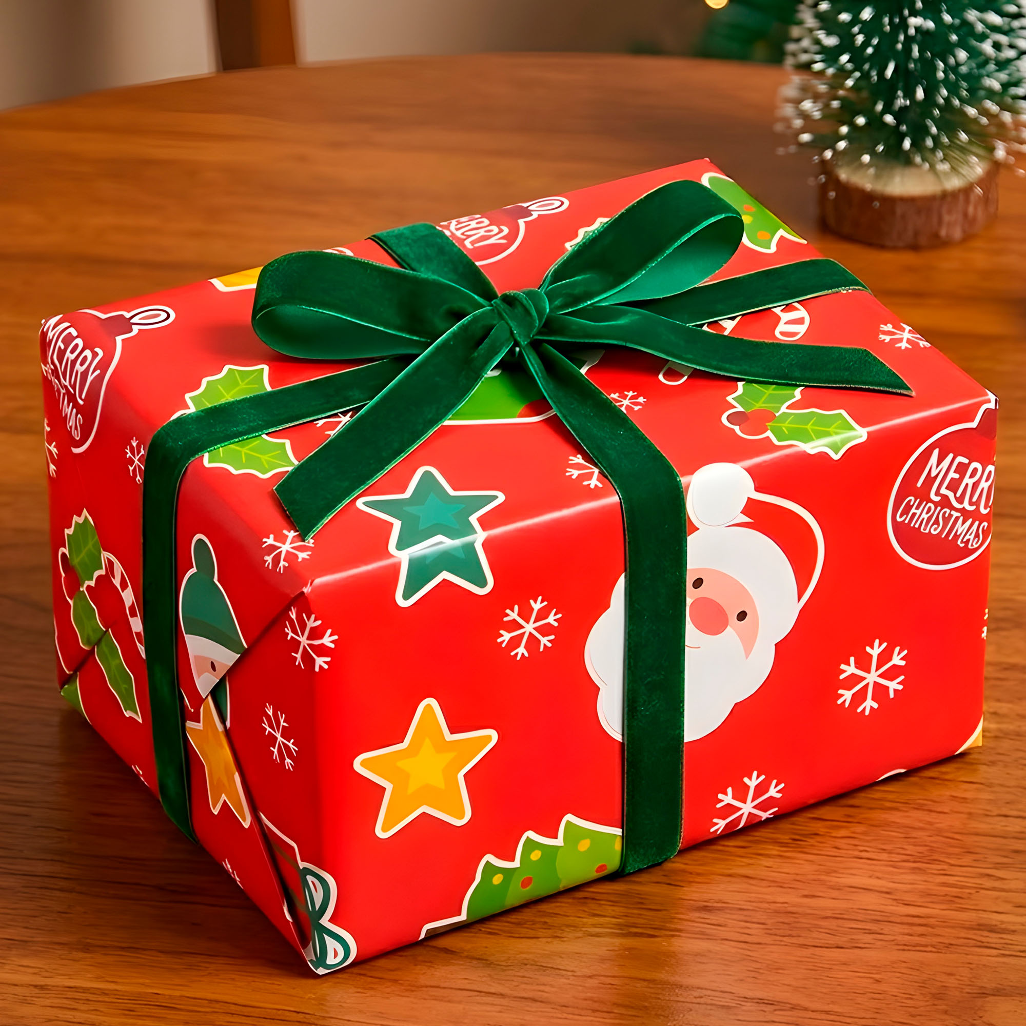 Set 50 Pliegos para Envolver Regalos de Navidad Viejito Pascuero 52X75 CM 3