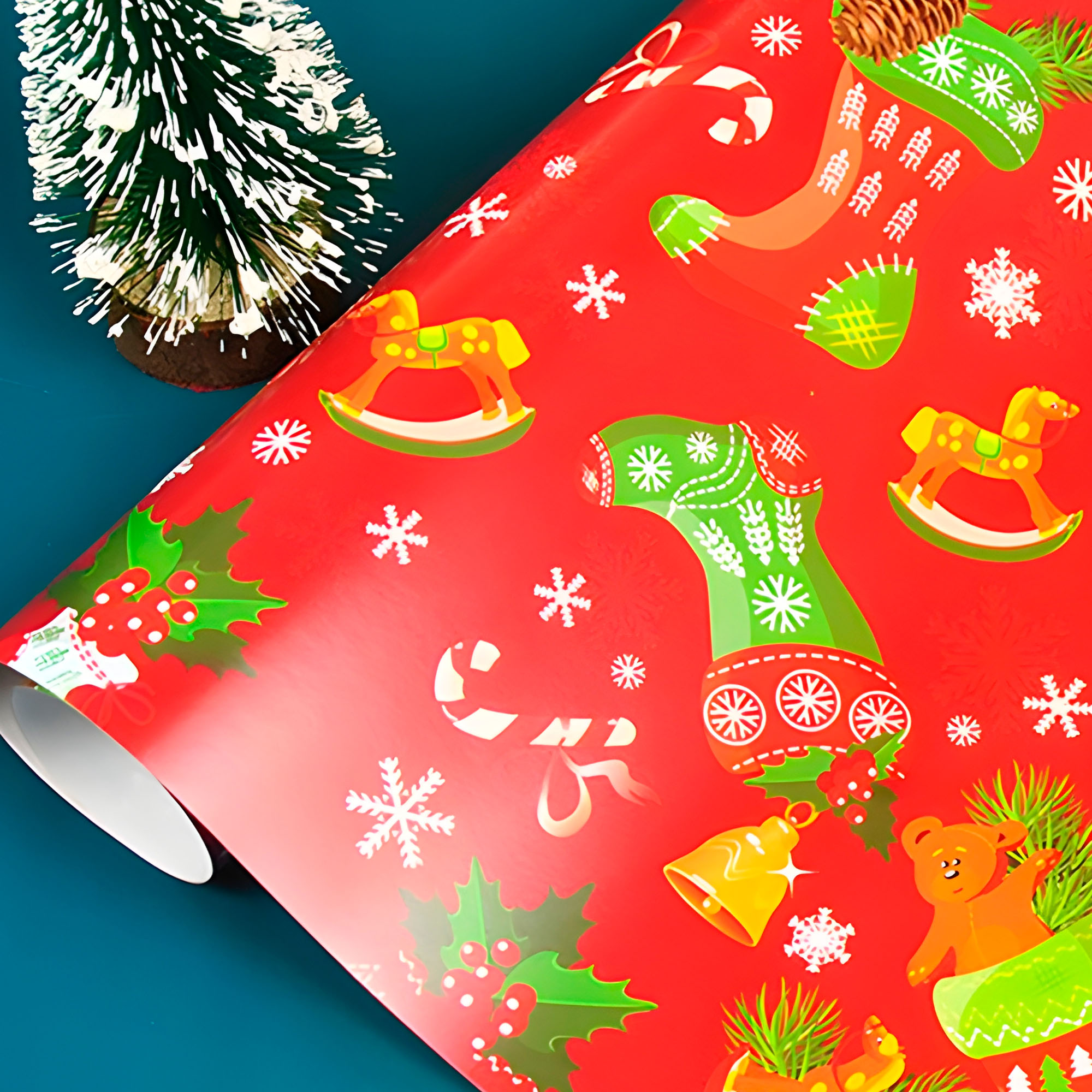 Set 50 Pliegos para Envolver Regalos de Navidad Viejito Pascuero 52X75 CM 14
