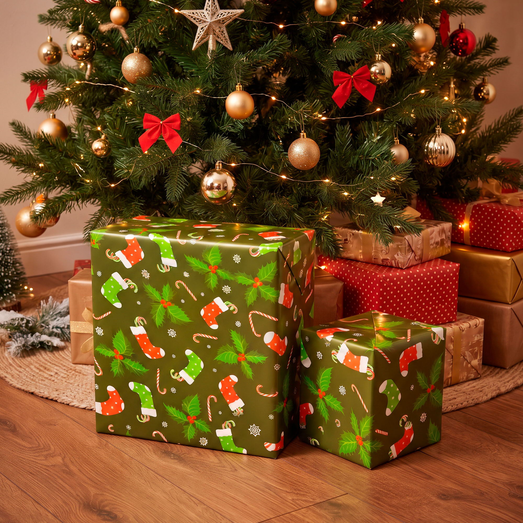 Set 50 Pliegos para Envolver Regalos de Navidad Viejito Pascuero 52X75 CM 15