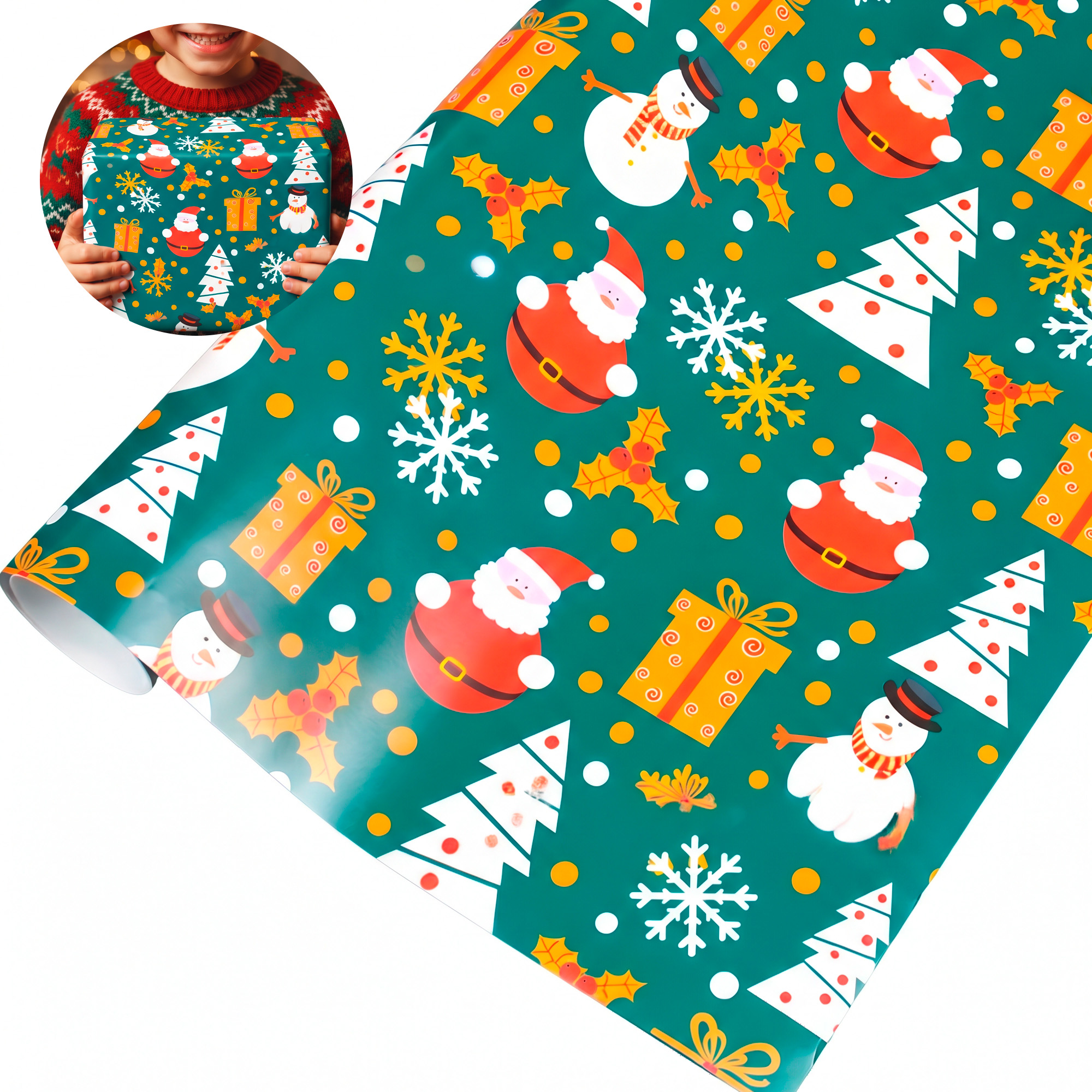 Set 50 Pliegos para Envolver Regalos de Navidad Viejito Pascuero 52X75 CM 19