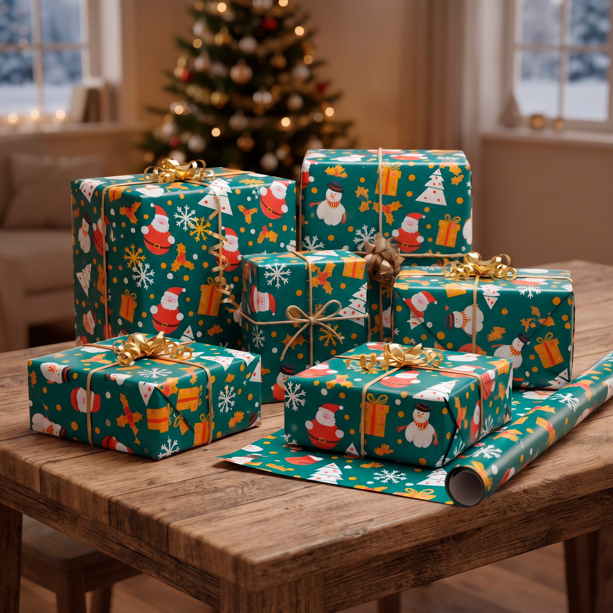 Set 50 Pliegos para Envolver Regalos de Navidad Viejito Pascuero 52X75 CM 21
