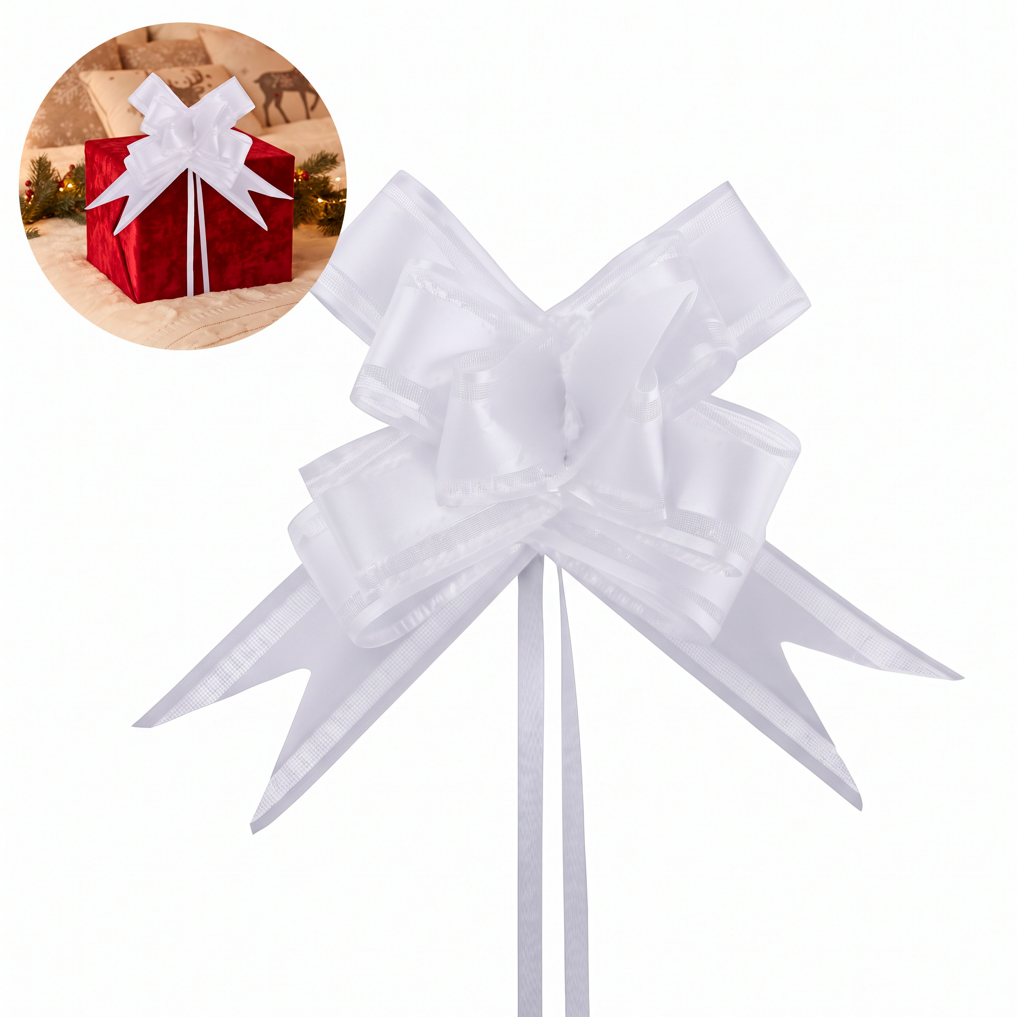 10 Cintas Lazos De Regalo Organza 30MM Navidad Colores 4