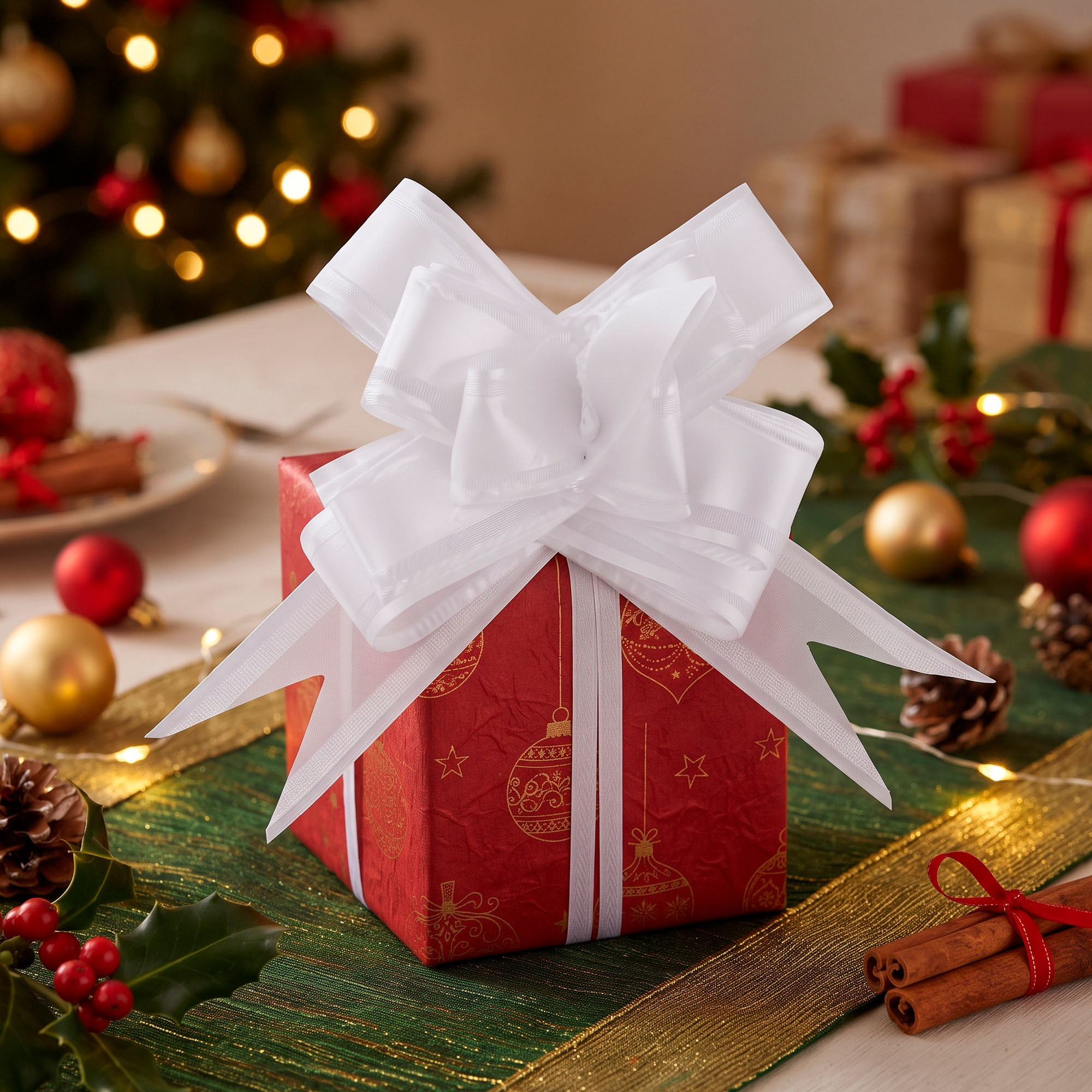 10 Cintas Lazos De Regalo Organza 30MM Navidad Colores 5