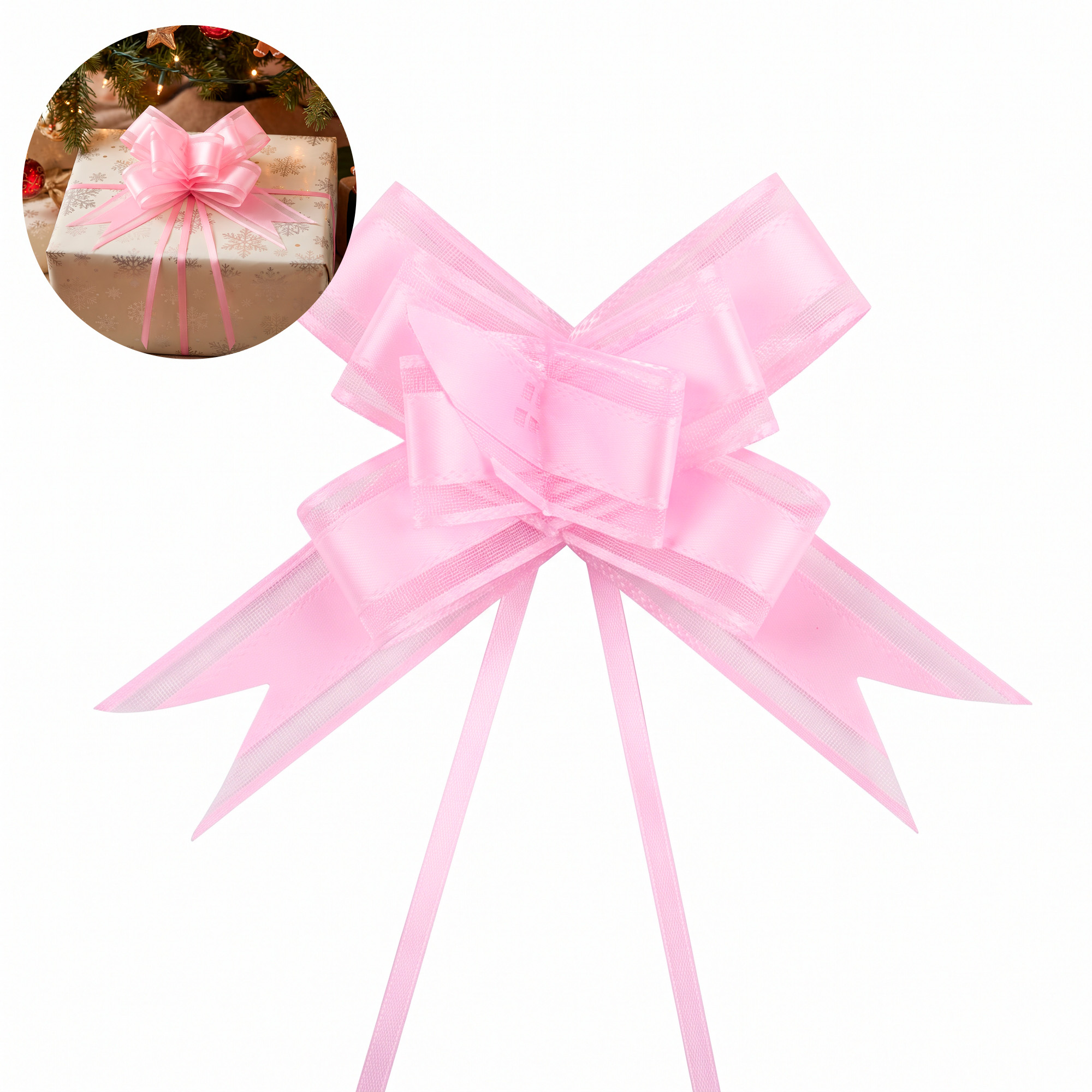 10 Cintas Lazos De Regalo Organza 30MM Navidad Colores 10